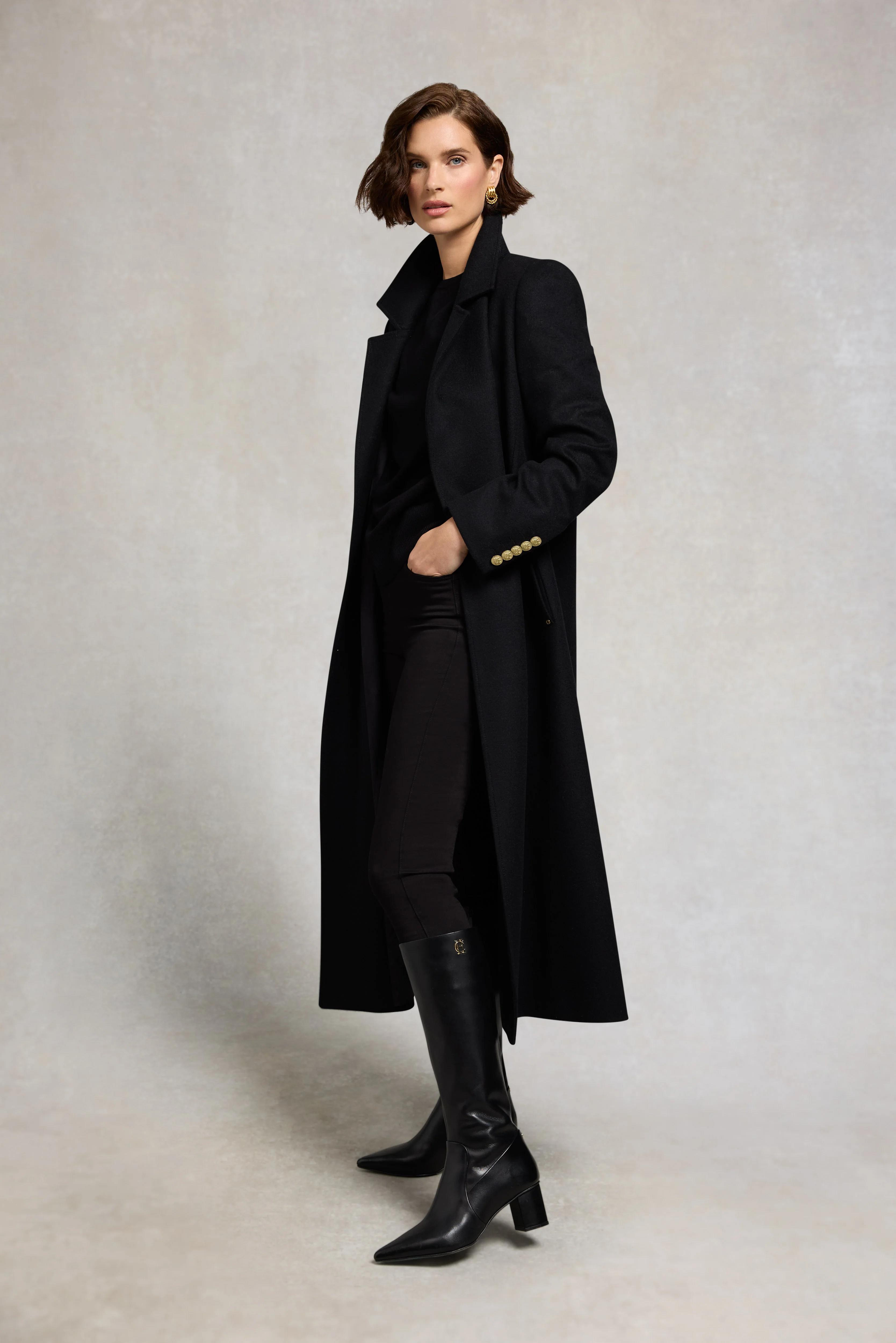 Regency Mid Heel Knee Boot (Black) - Image 8