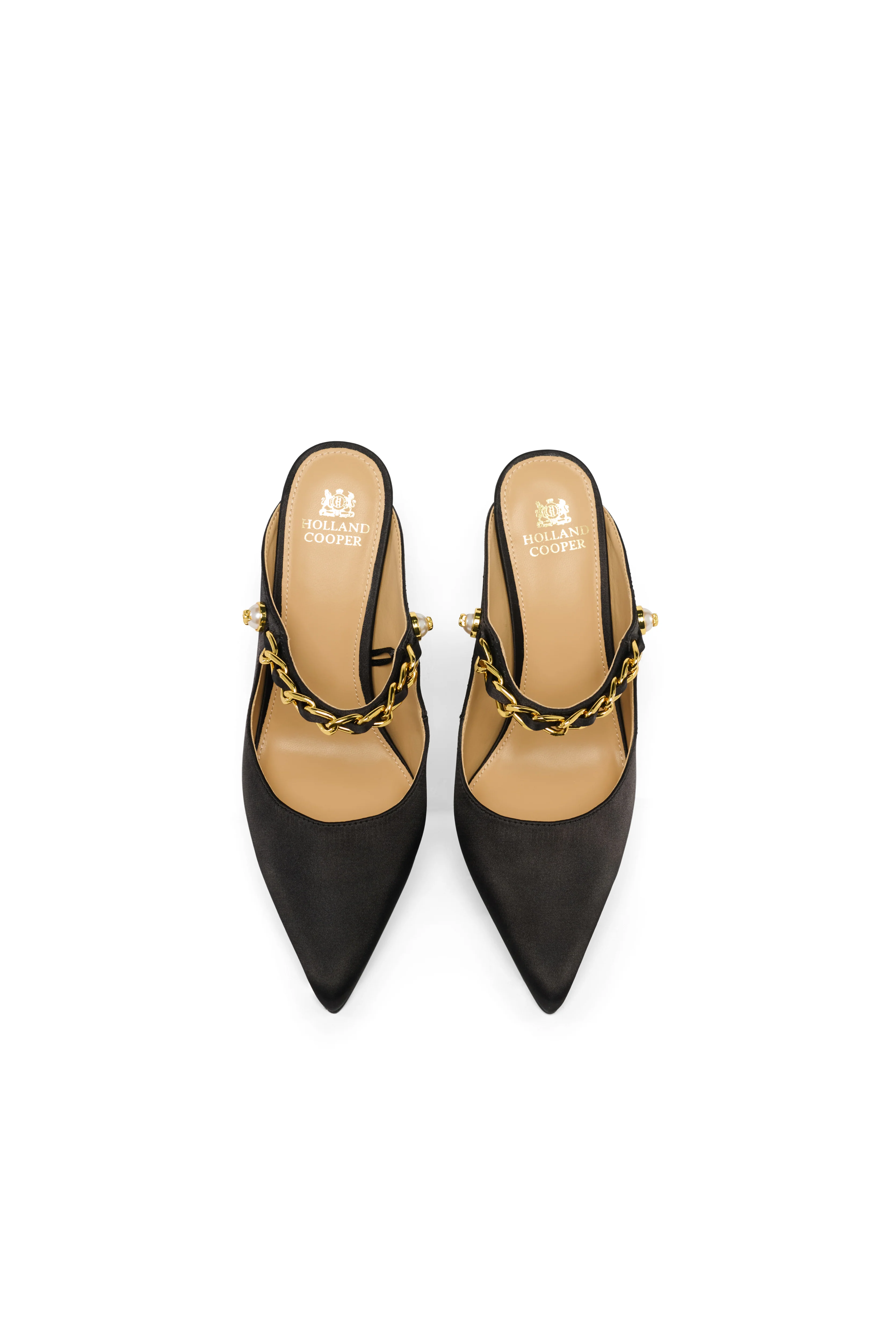 Regency Satin Pearl Stiletto (Black Satin) - Image 3