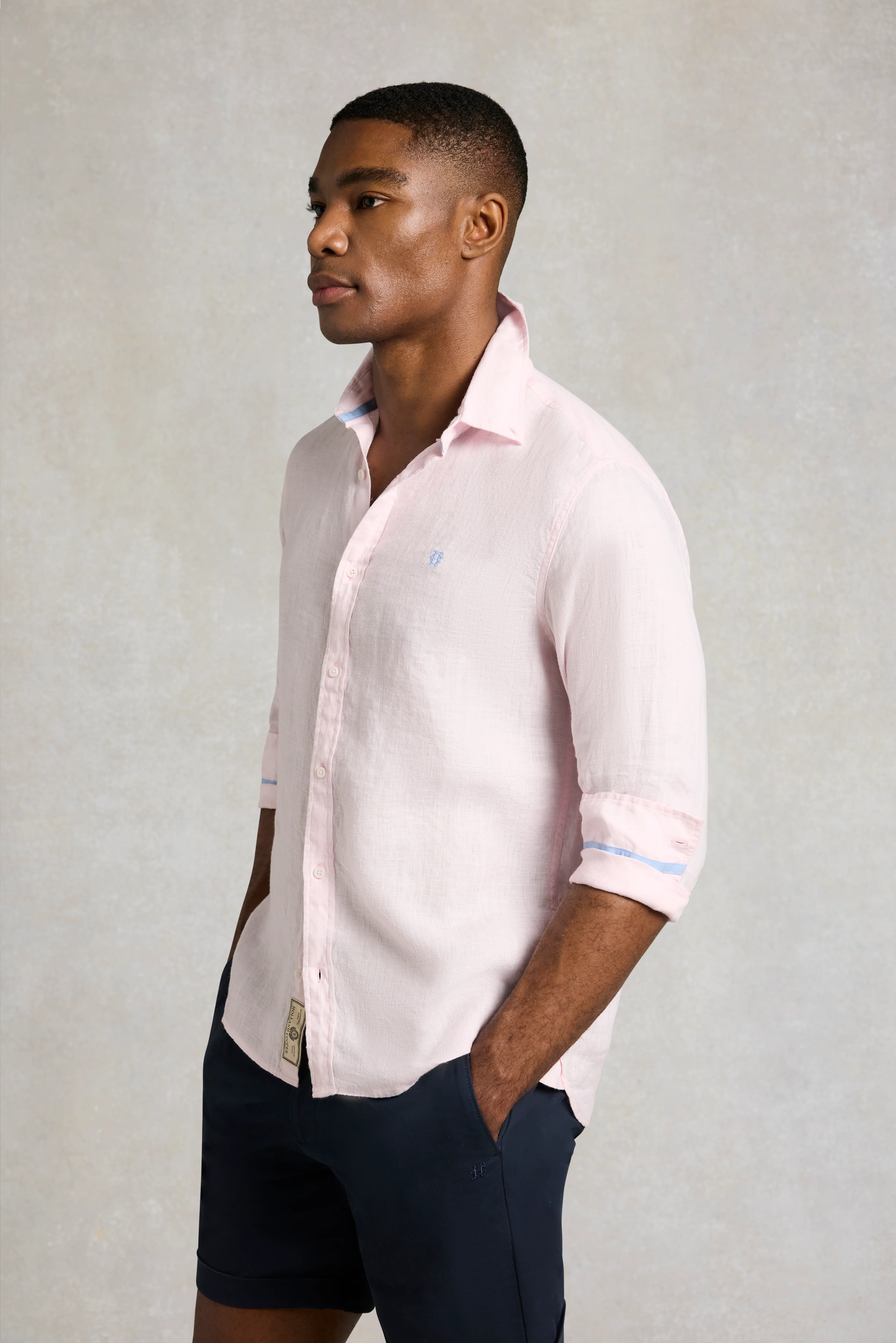 Men's Regular Fit Linen Shirt (Soft Pink) - Image 3