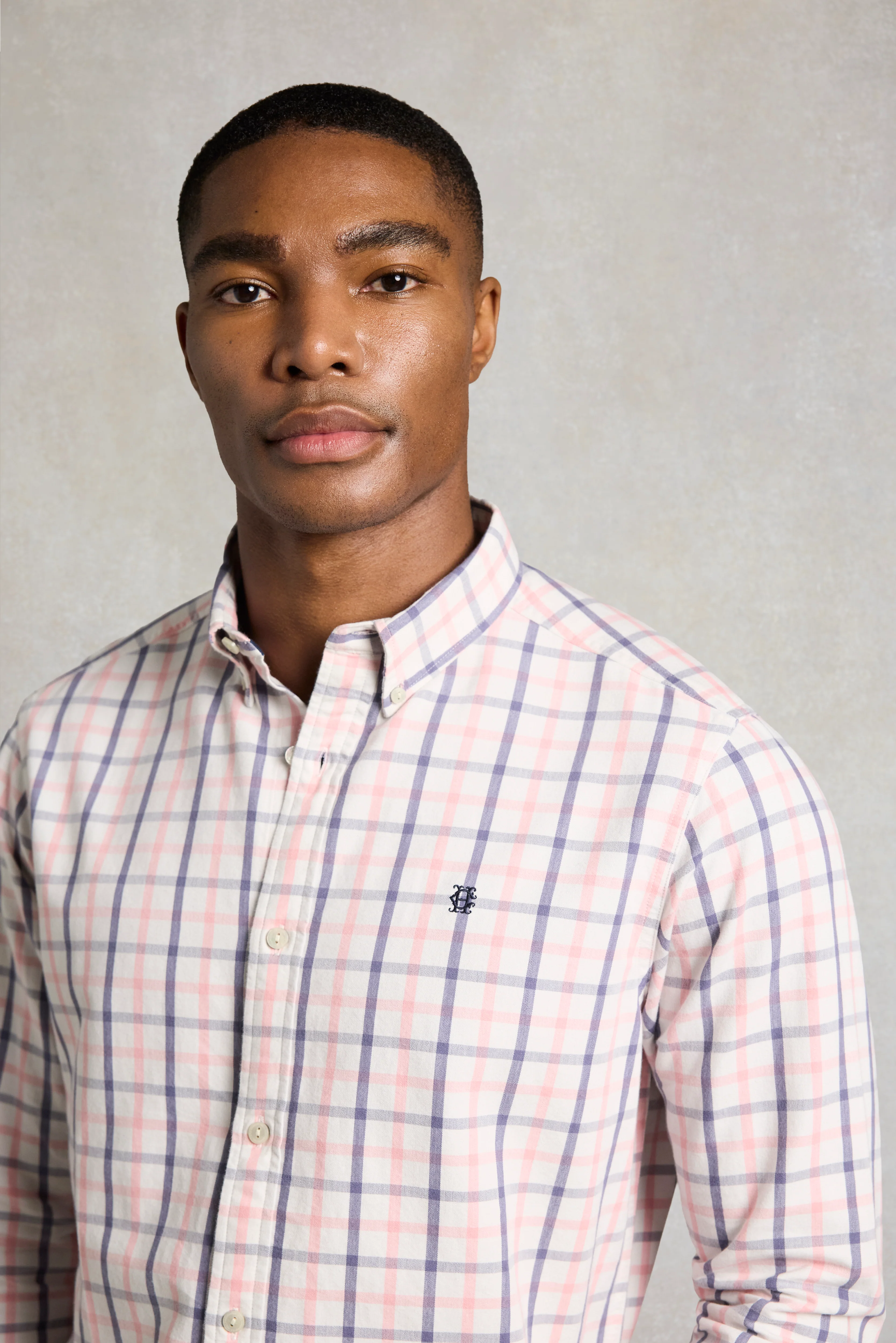 Men's Relaxed Fit Button Down Shirt (Bourton Pink Check) - Image 5