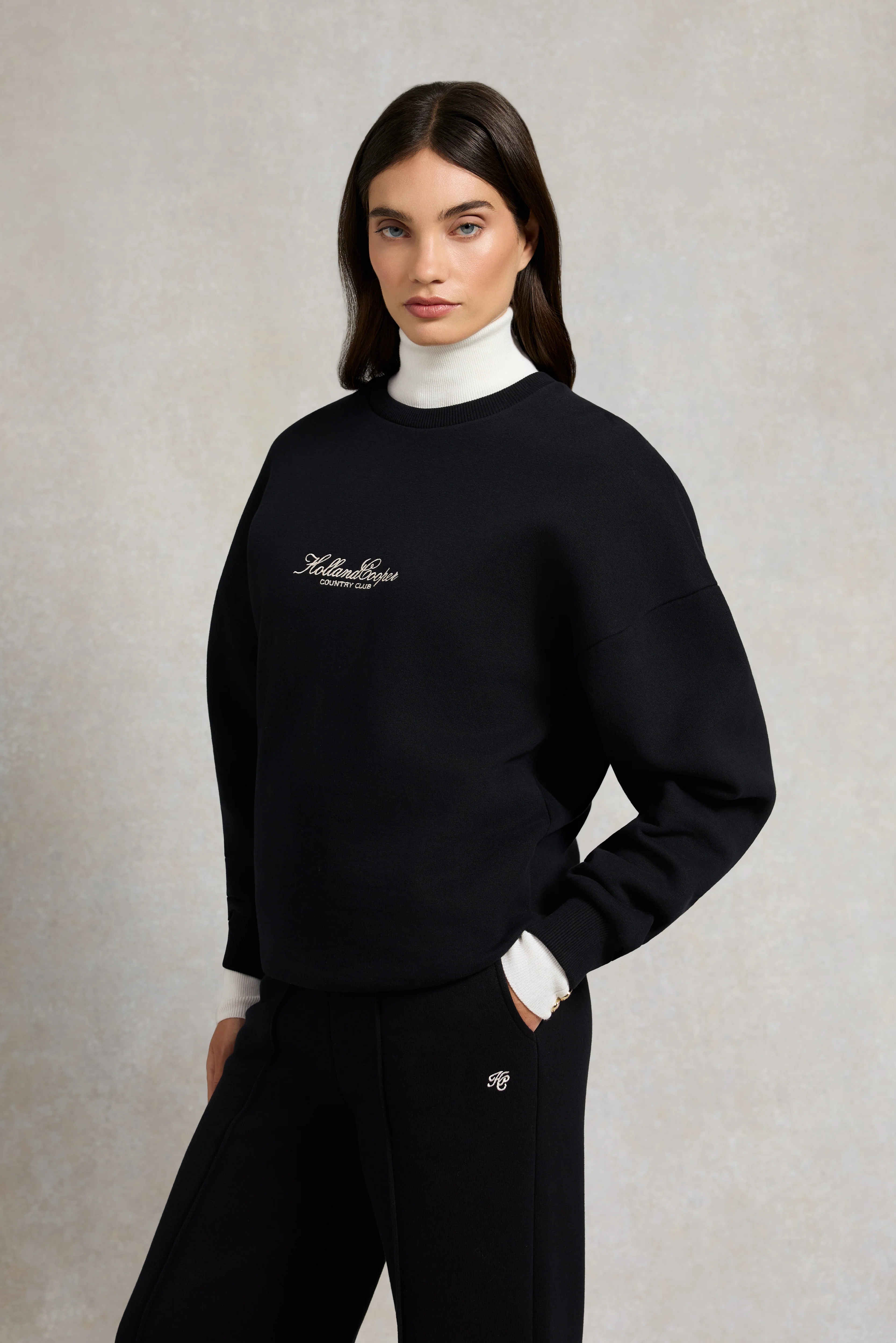 Relaxed Fit Crew Neck Sweat (Black) - Image 3