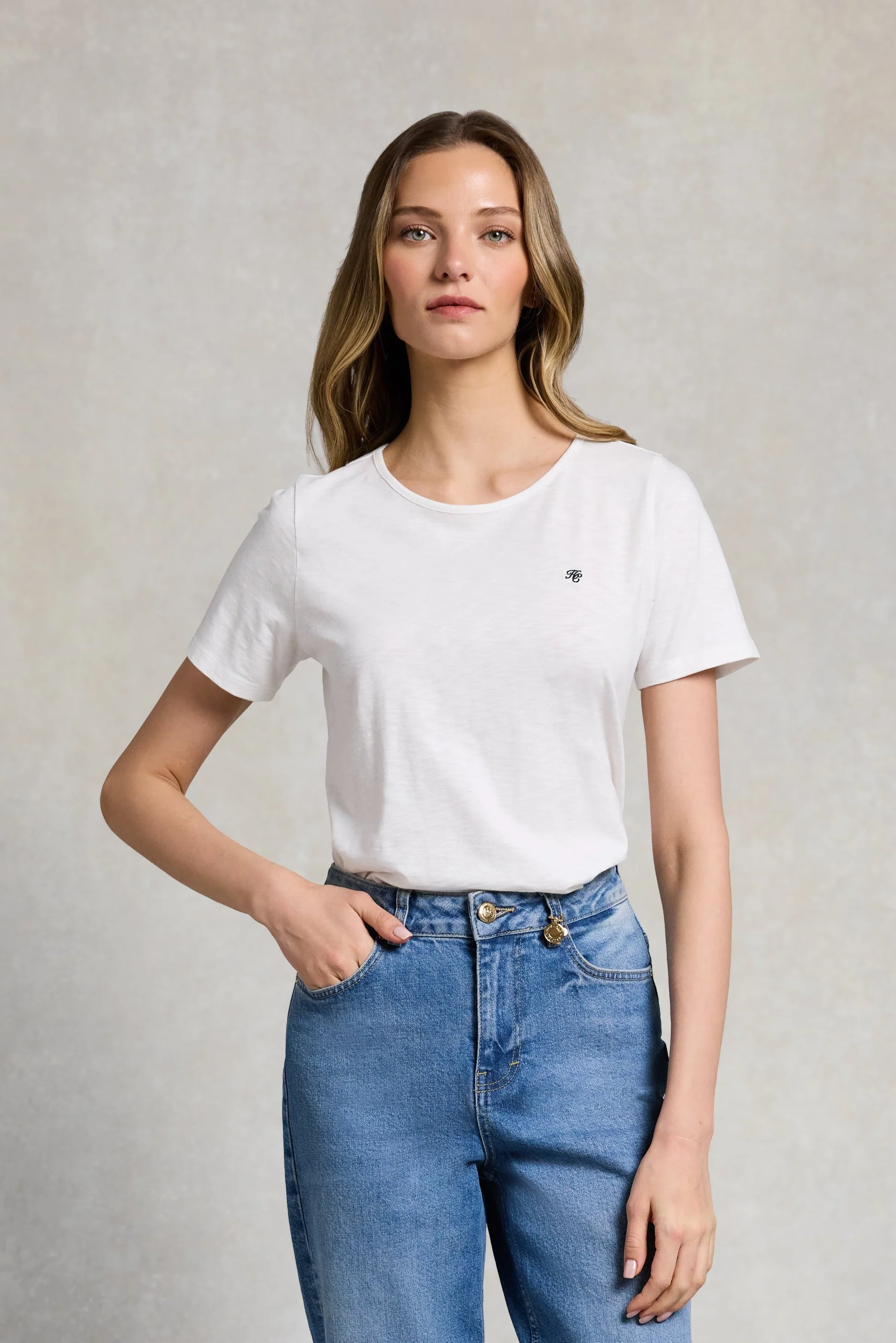 Relaxed Fit Monogram Tee (White)