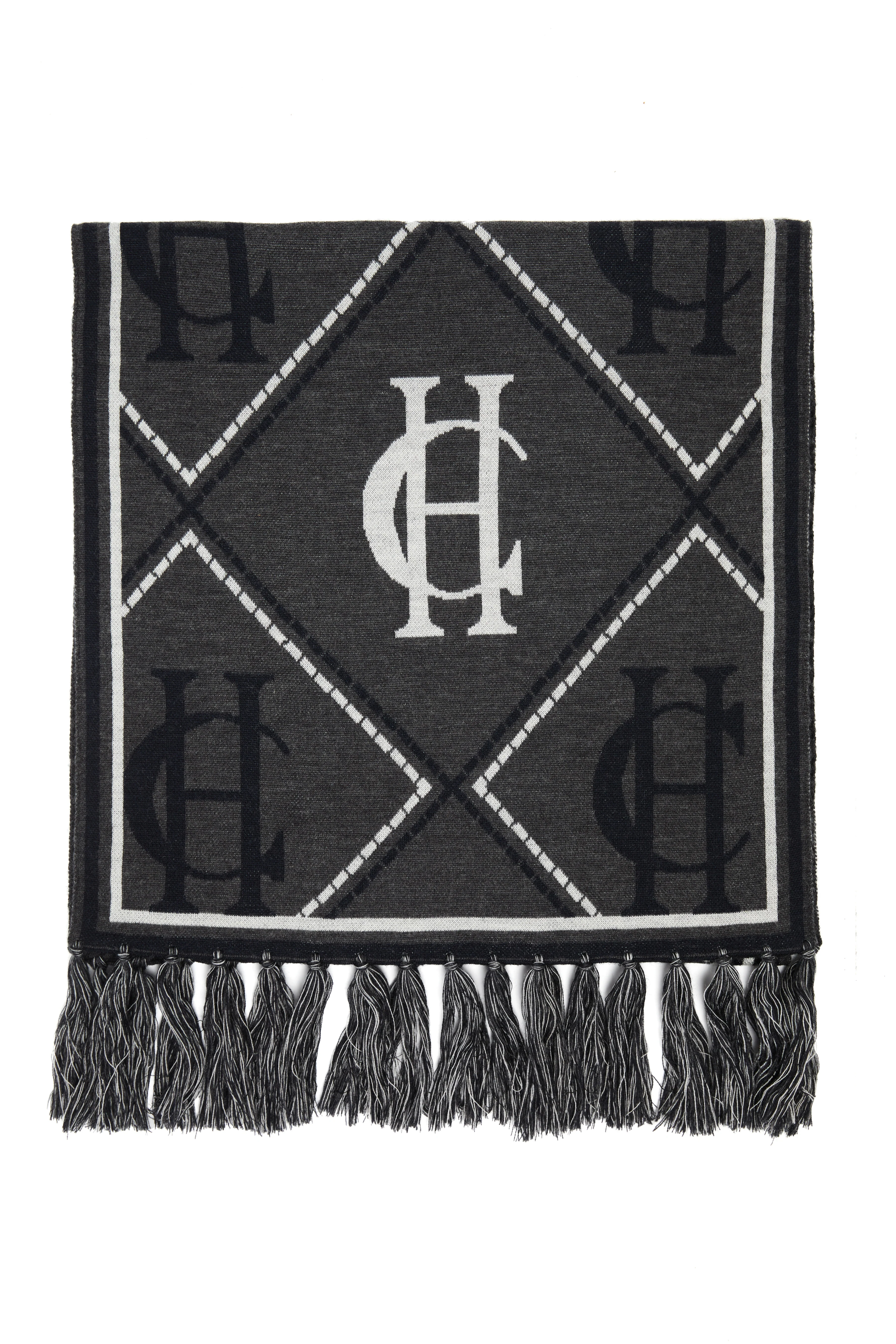 Reversible Monogram Scarf (Charcoal Houndstooth) - Image 4
