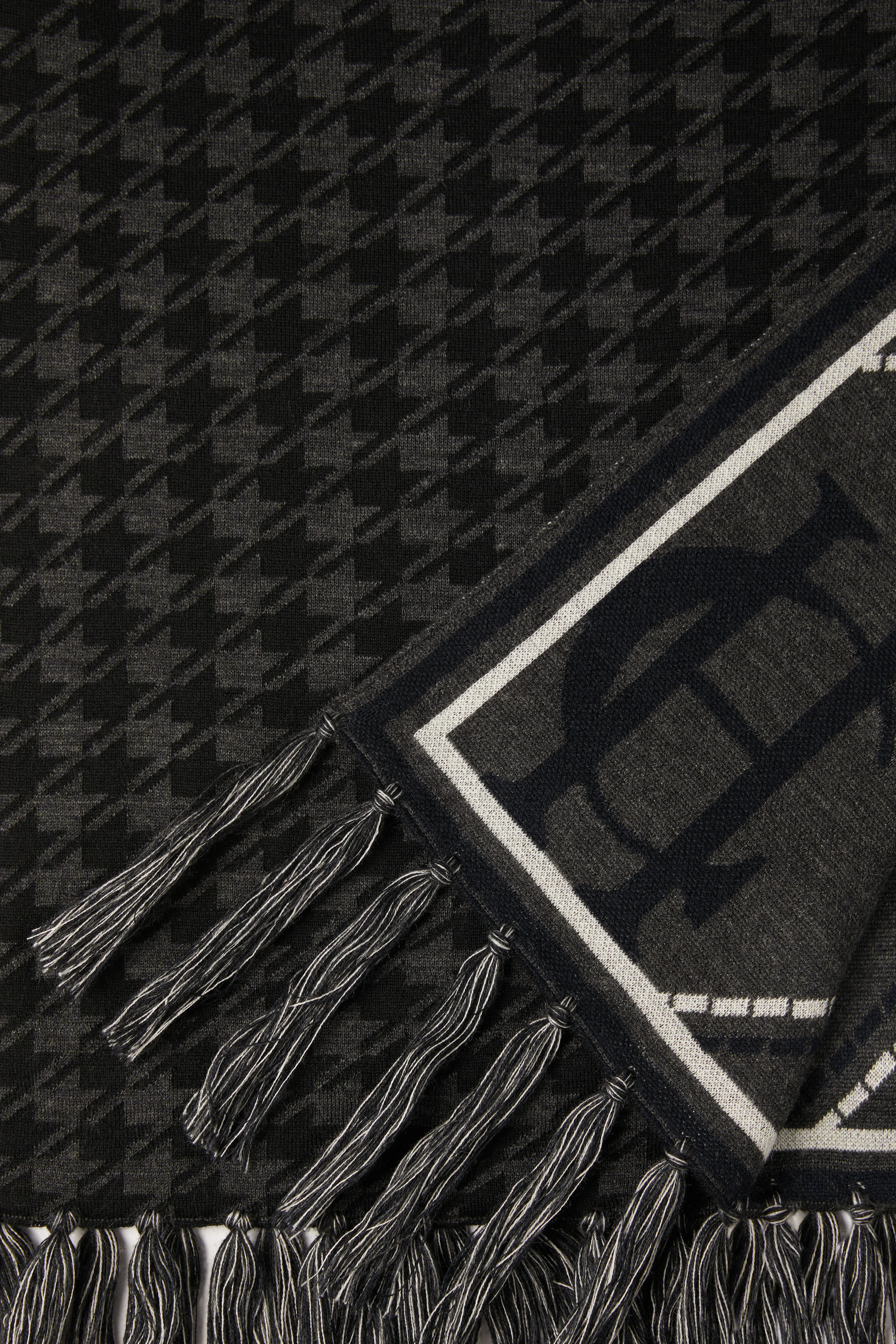 Reversible Monogram Scarf (Charcoal Houndstooth) - Image 6