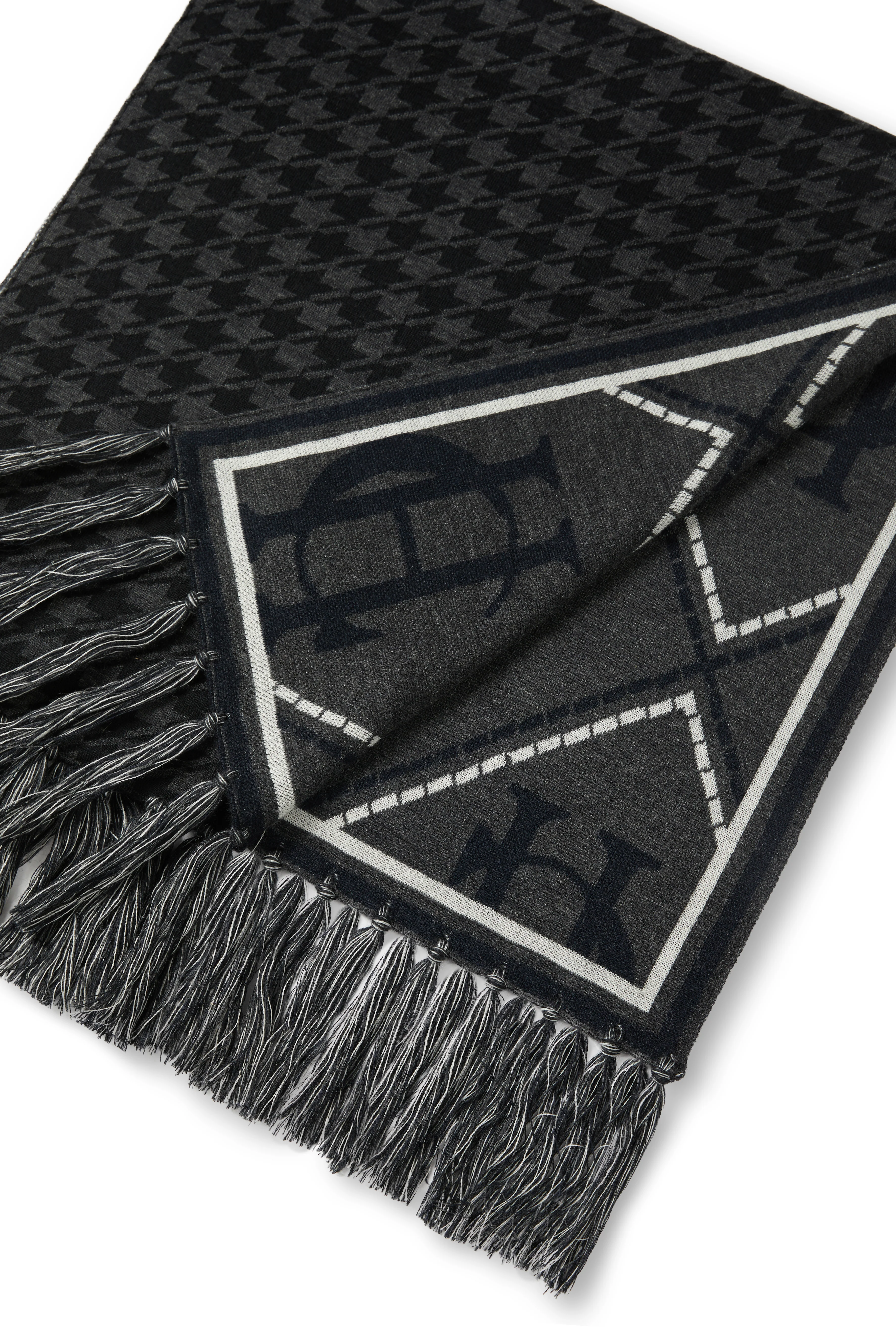 Reversible Monogram Scarf (Charcoal Houndstooth) - Image 7