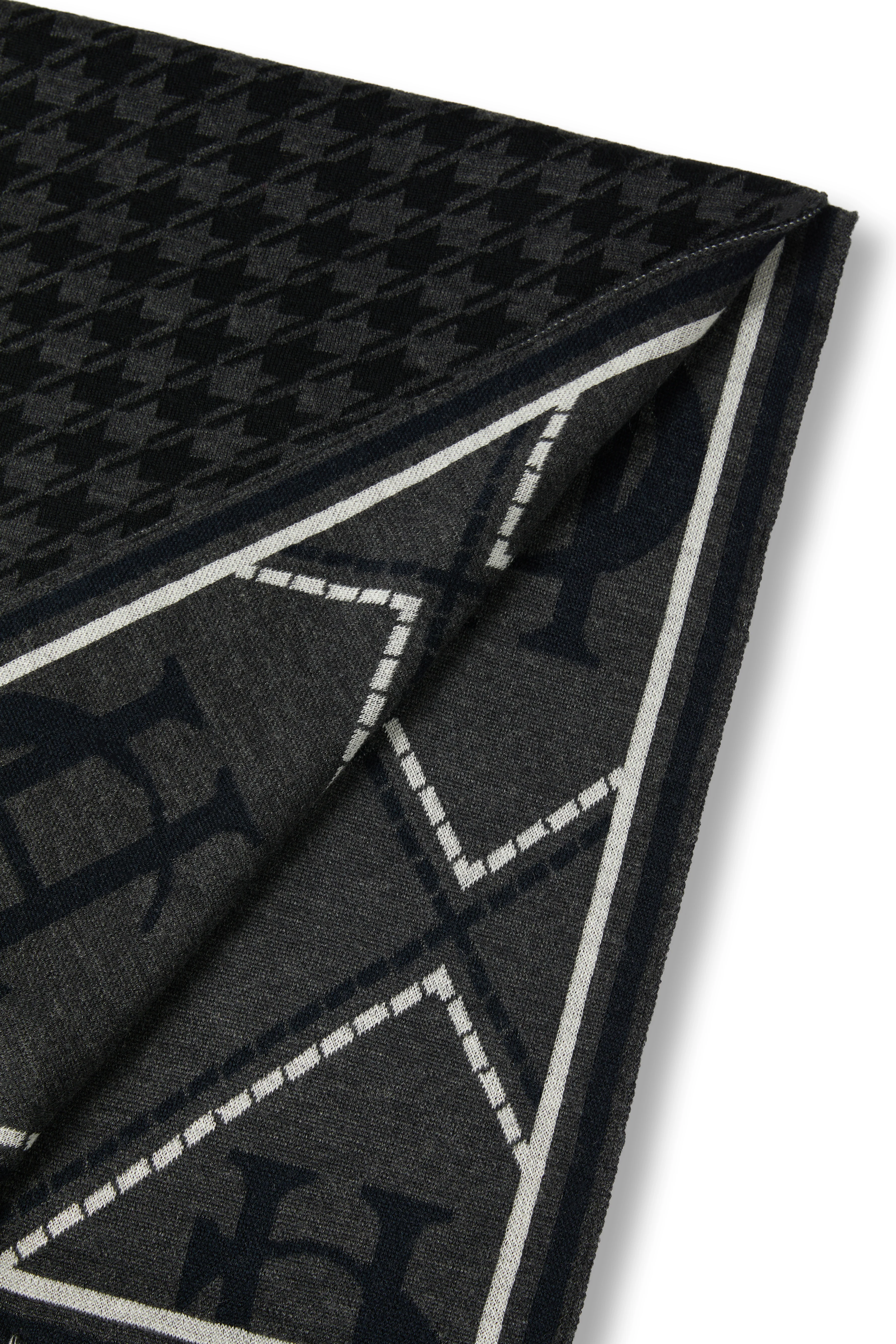 Reversible Monogram Scarf (Charcoal Houndstooth) - Image 8