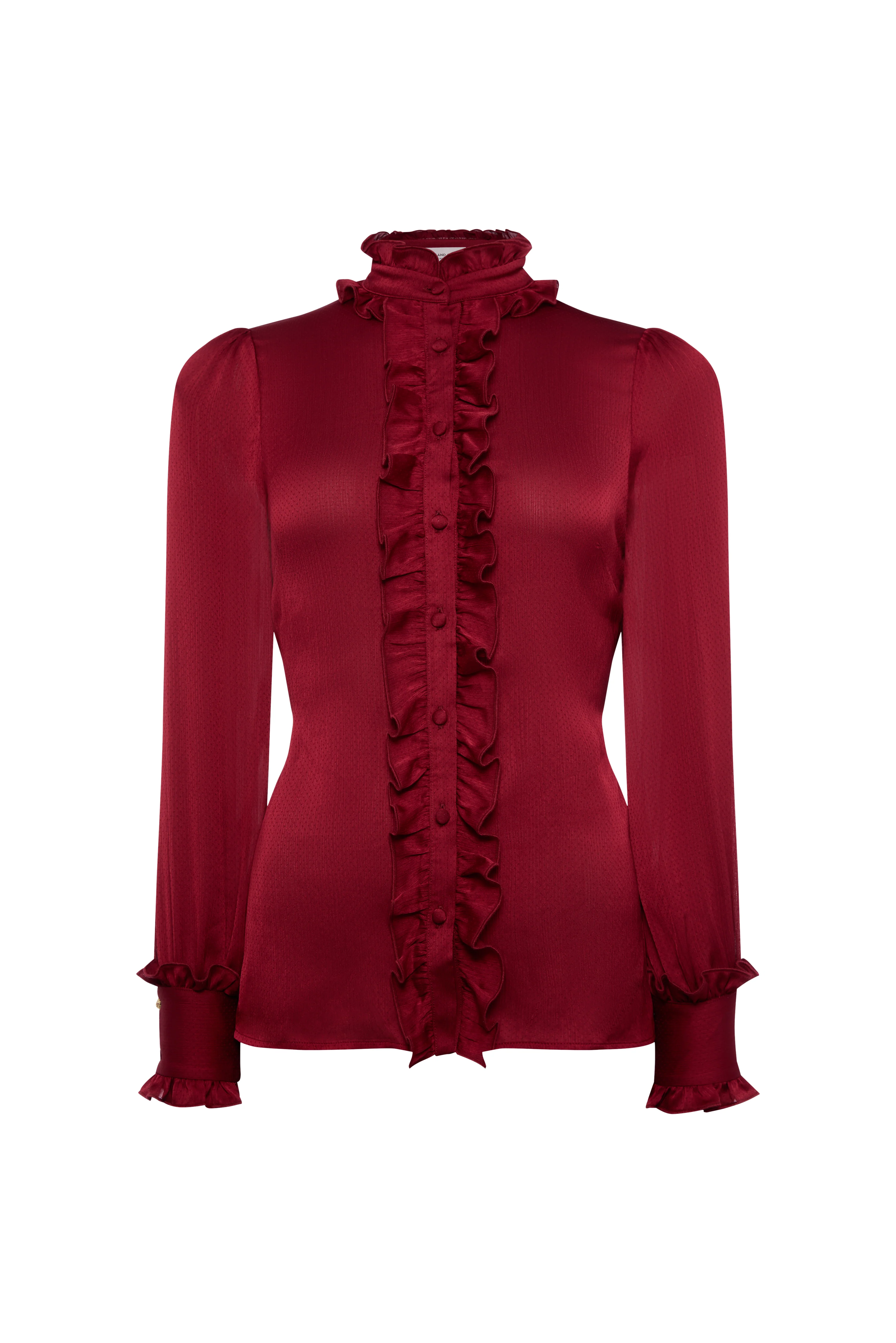 Ria Ruffle Shirt (Deep Raspberry) - Image 4