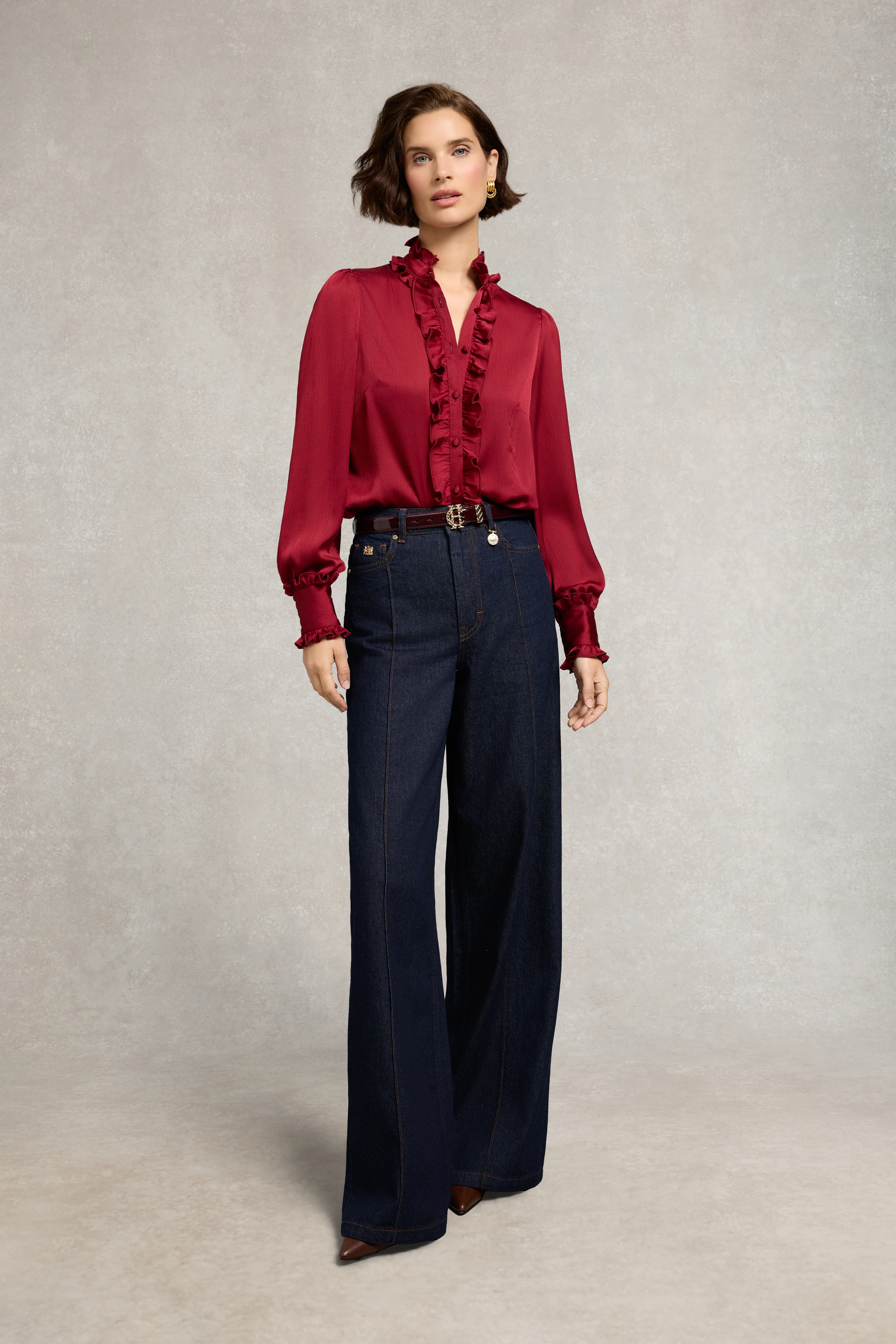 Ria Ruffle Shirt (Deep Raspberry) - Image 5