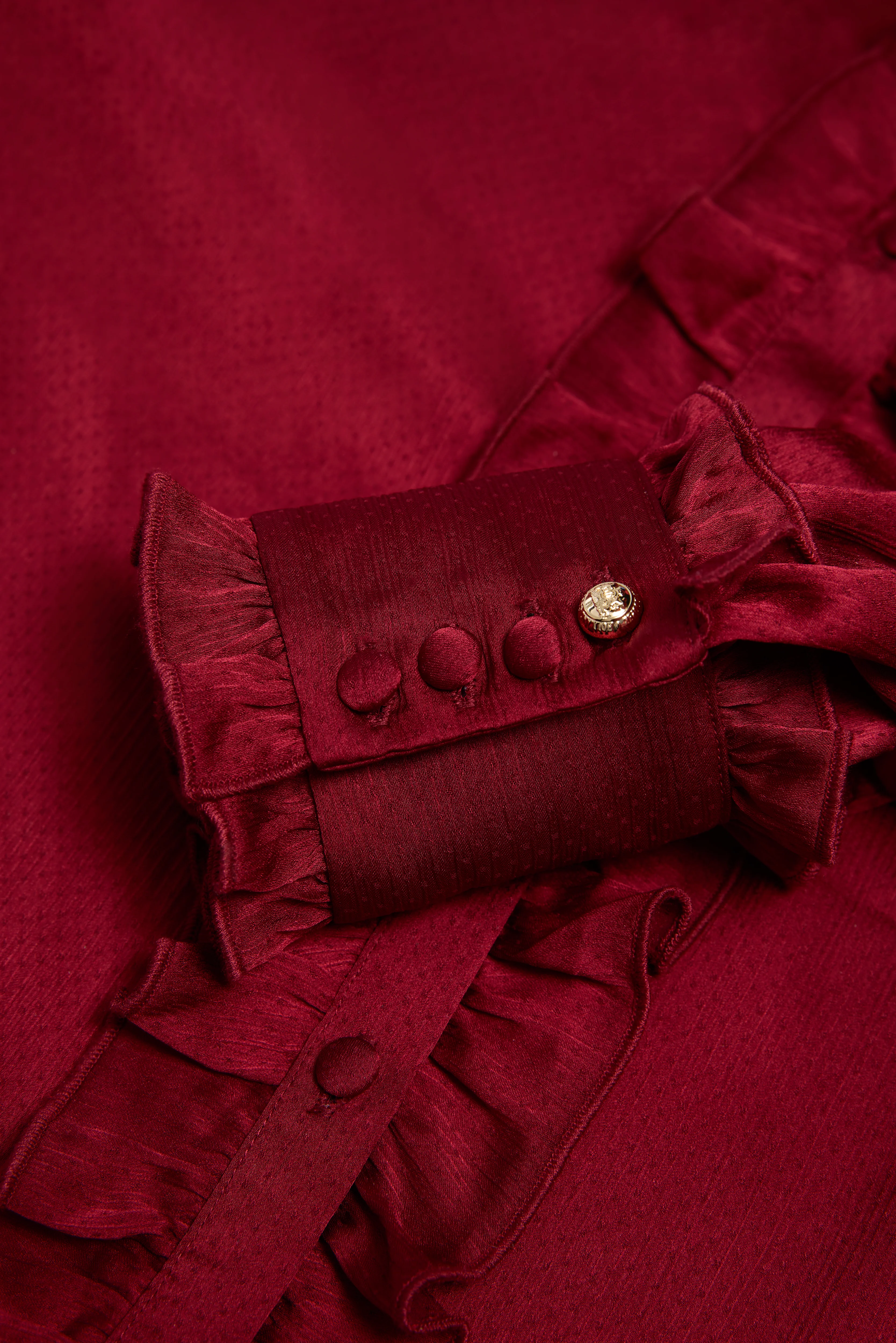 Ria Ruffle Shirt (Deep Raspberry) - Image 7
