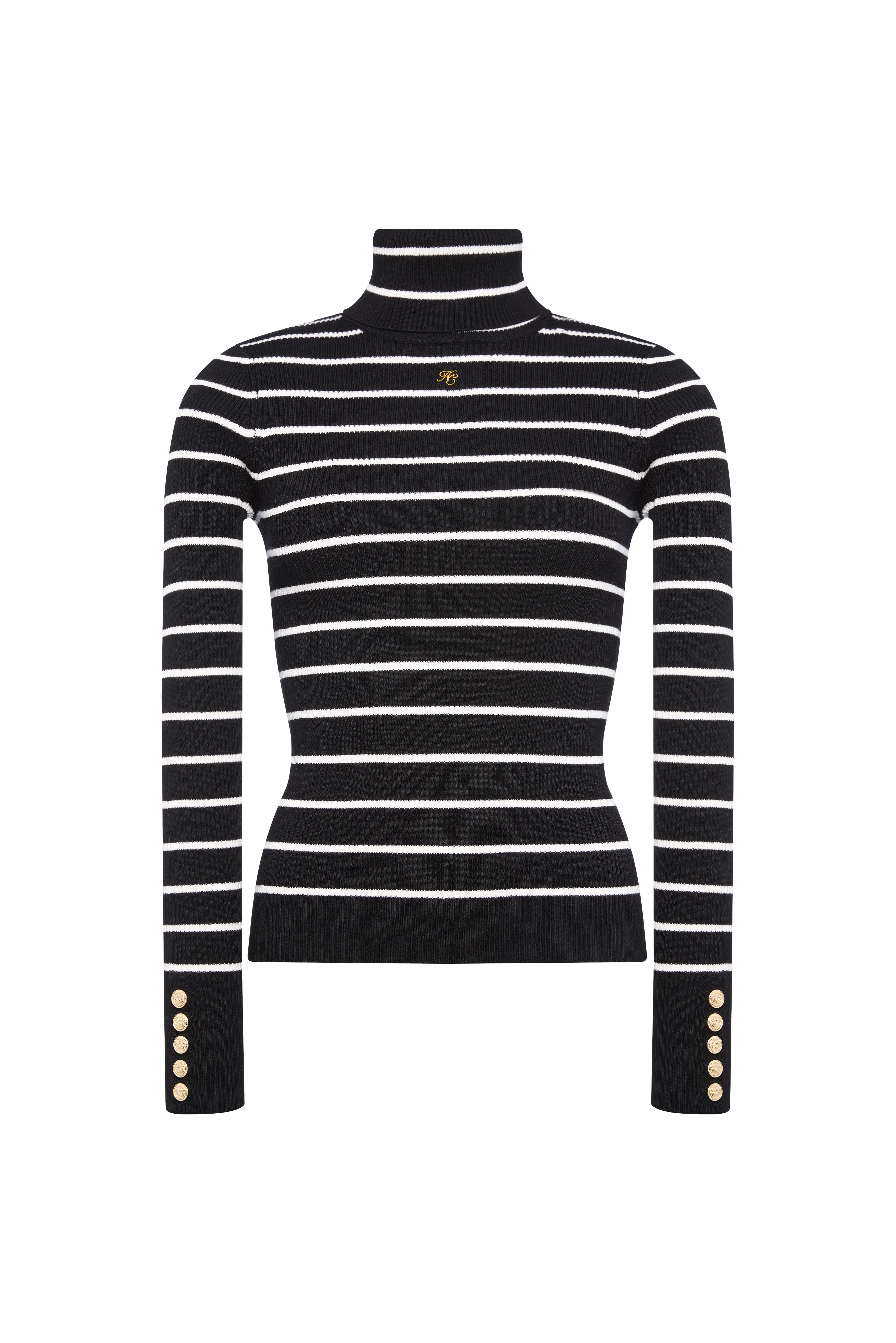 Ribbed Roll Neck Knit (Black) - Image 4