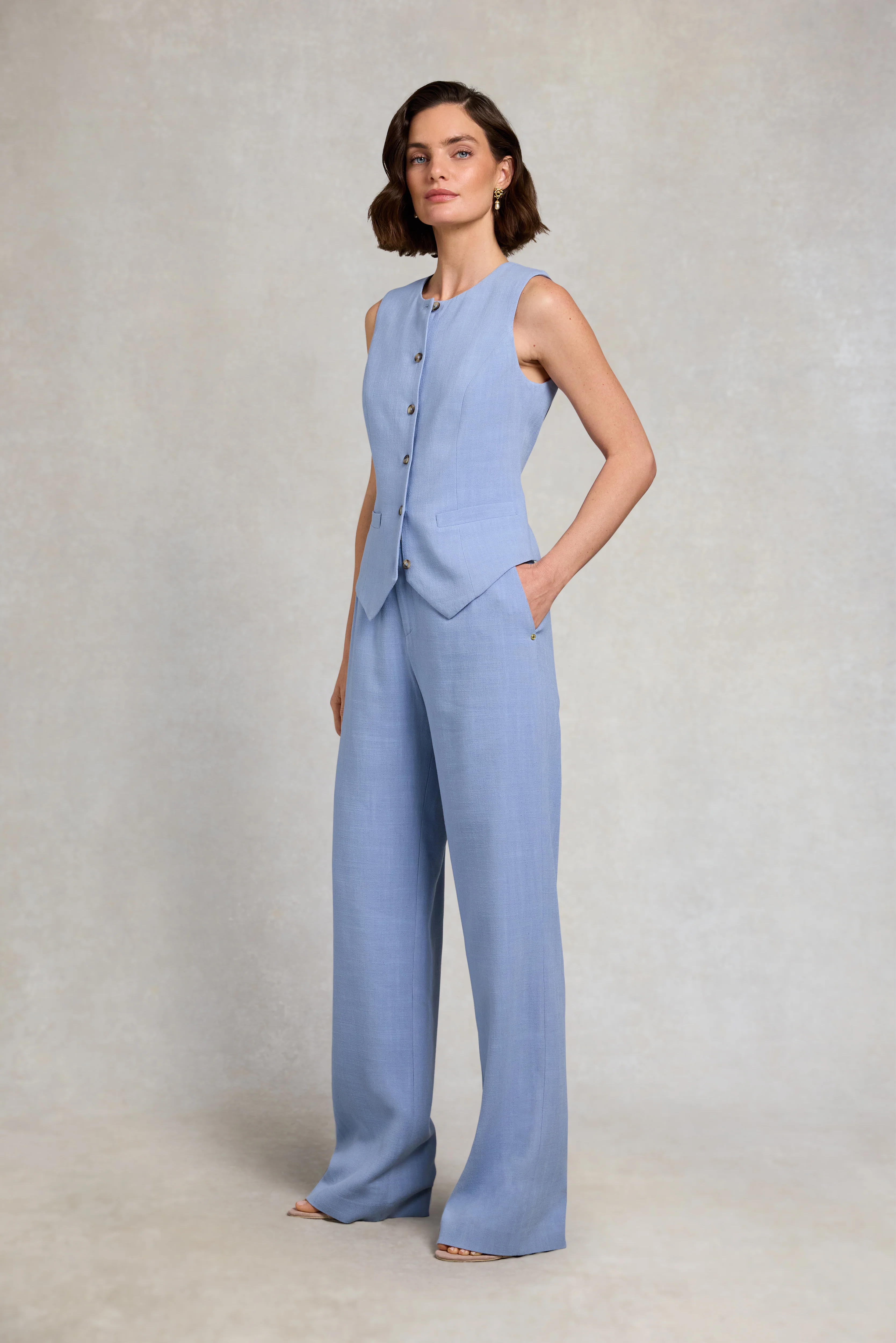 Richmond Waistcoat (Ice Blue Linen) - Image 6