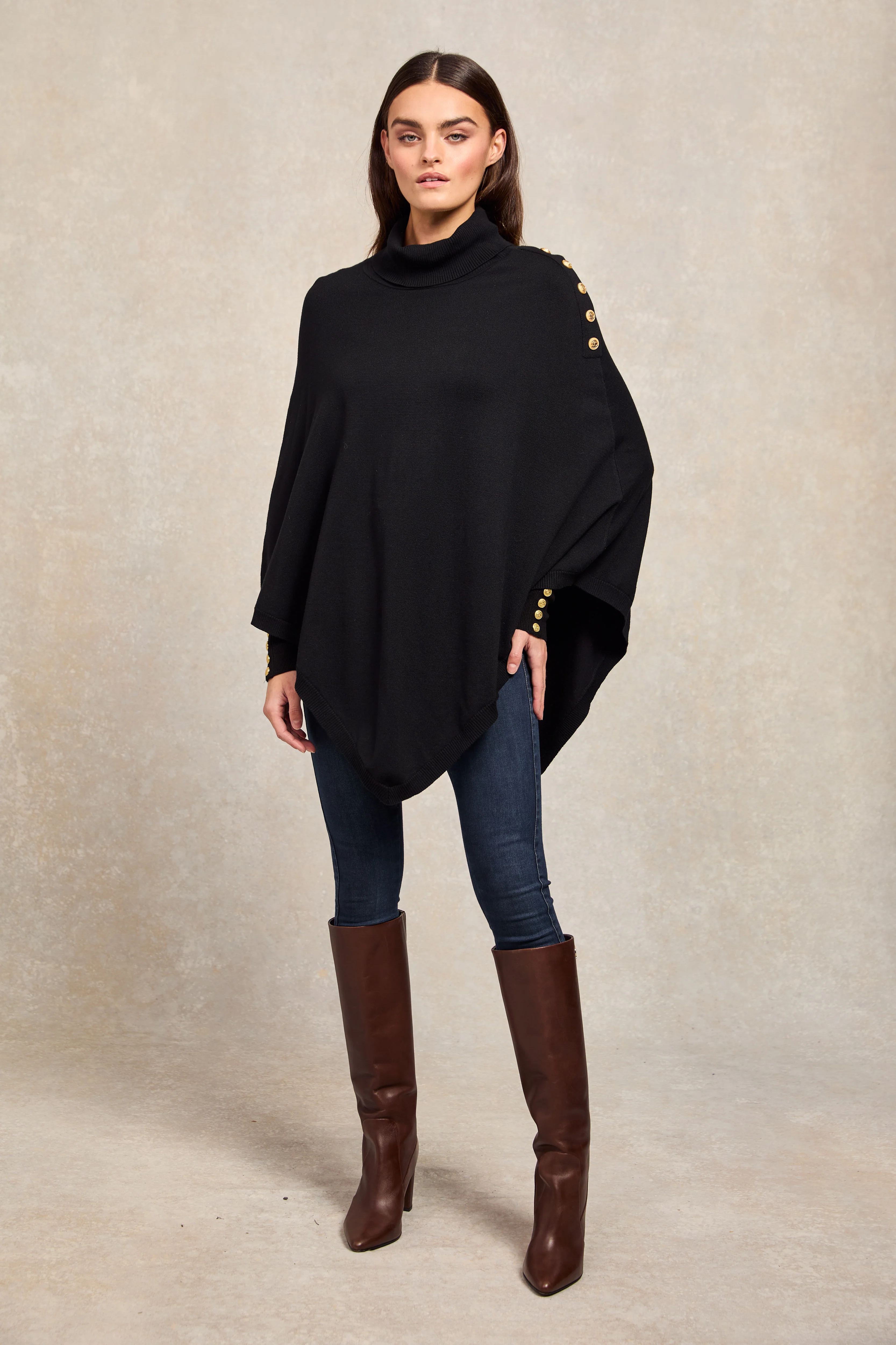 Roll Neck Cape (Black) - Image 2