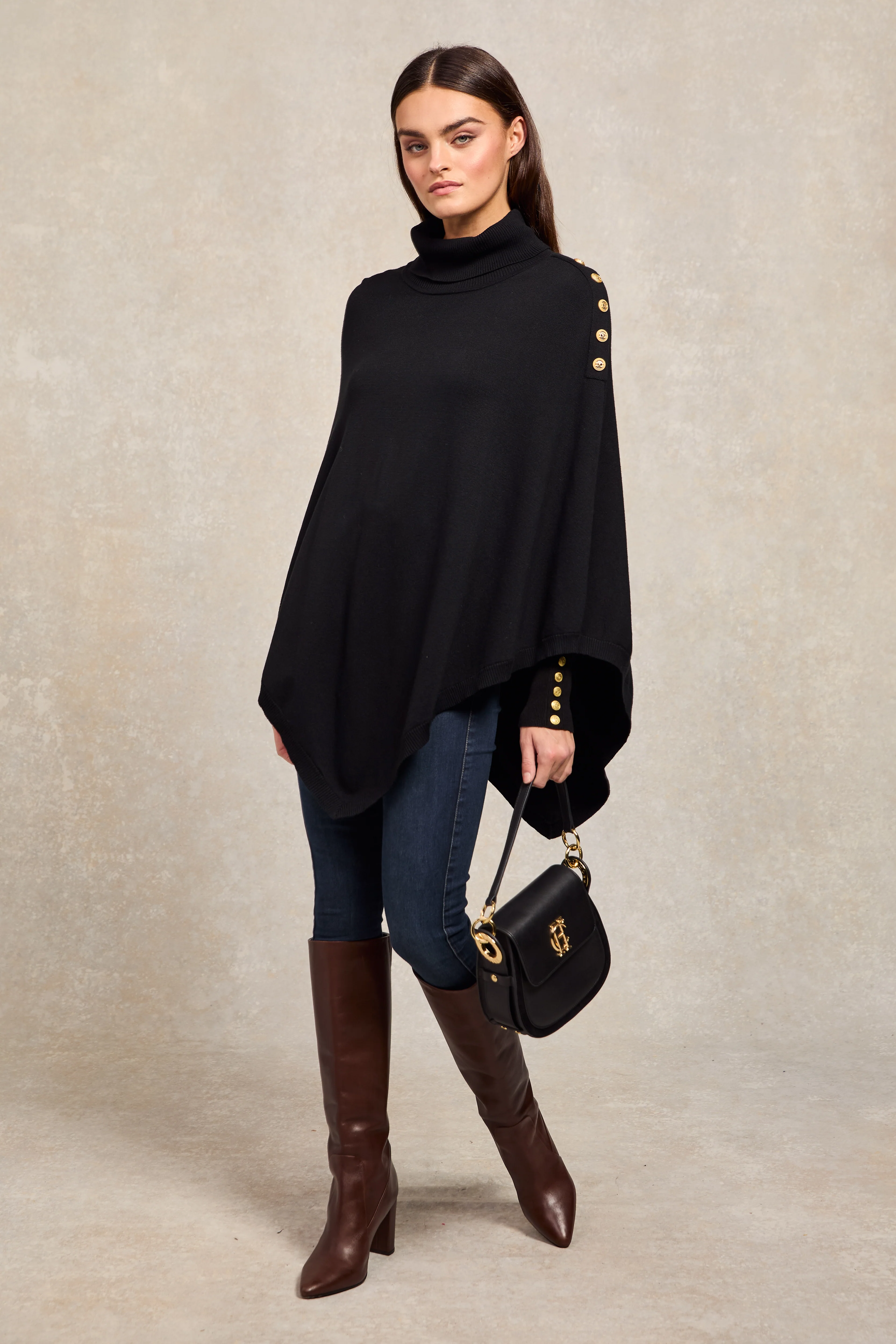 Roll Neck Cape (Black) - Image 3