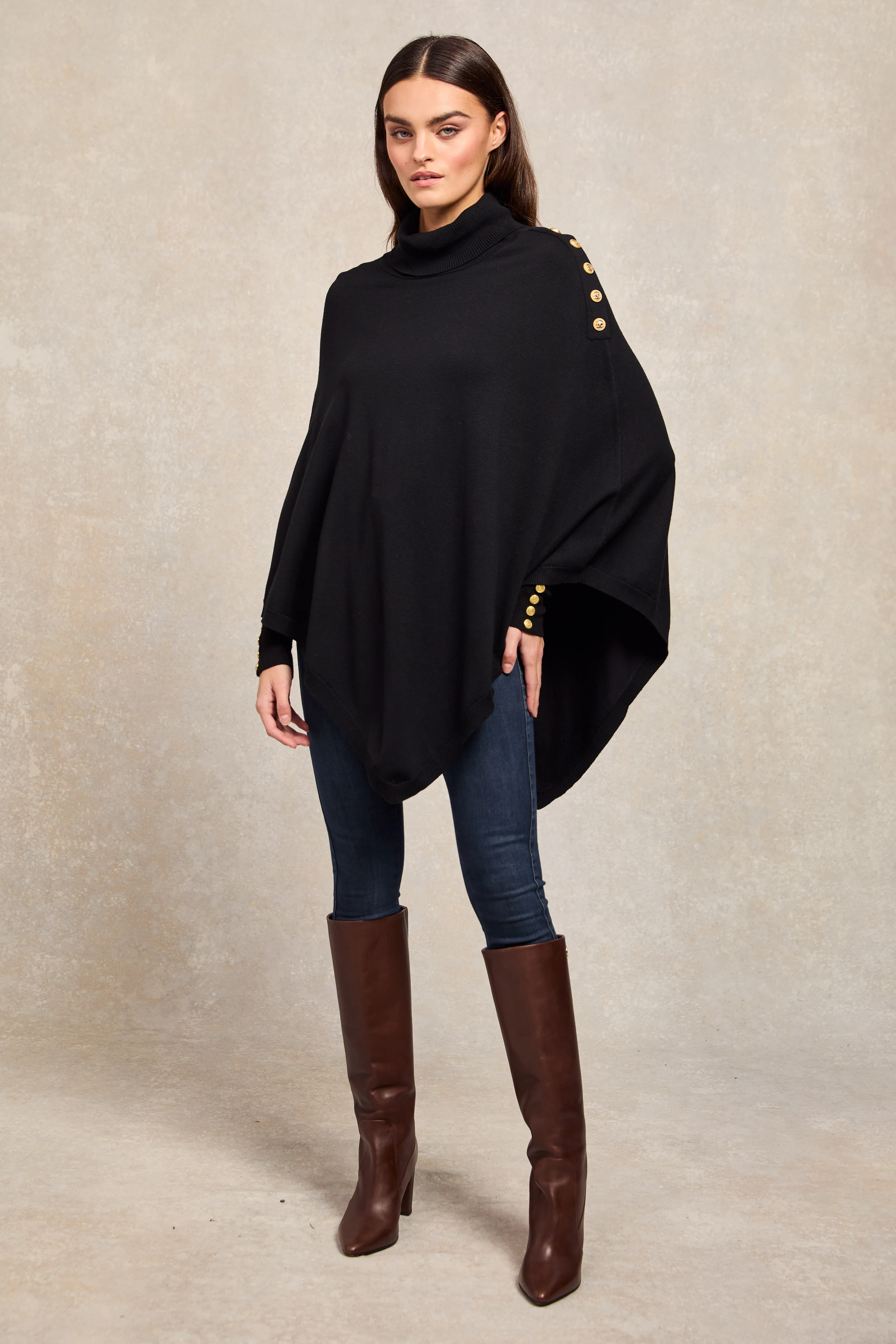 Roll Neck Cape (Black) - Image 7