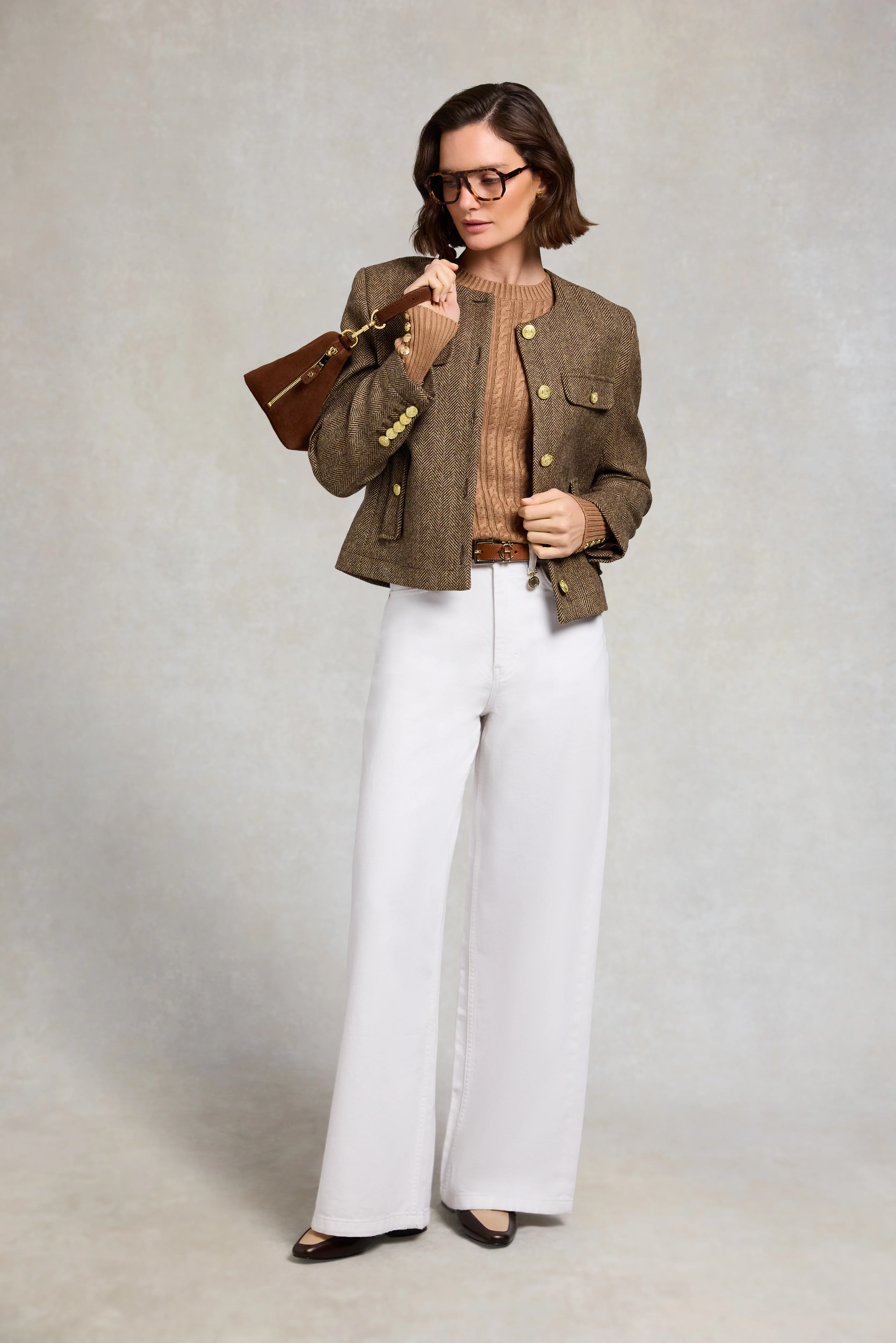 Seattle Cable Crew Knit (Dark Camel) - Image 2