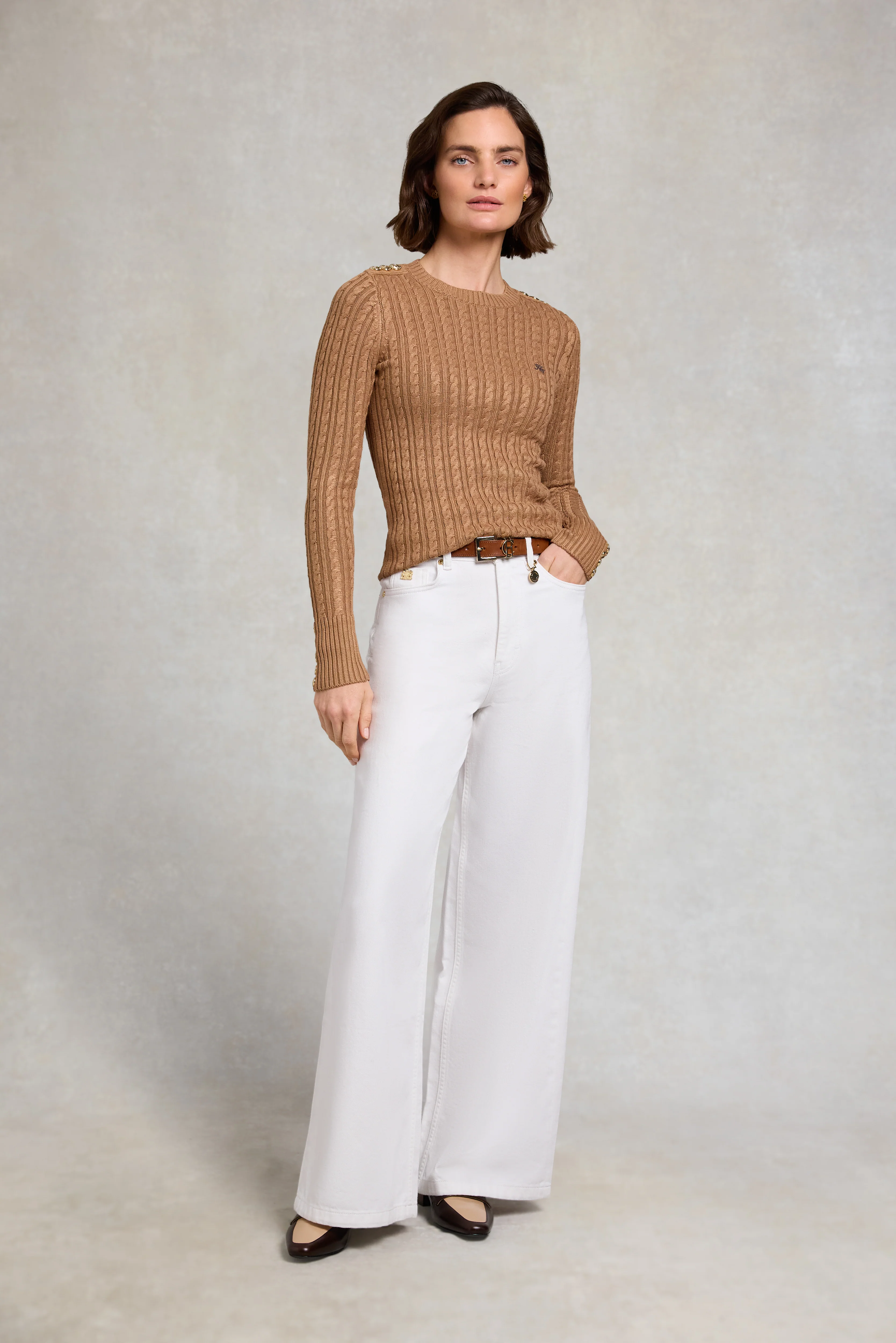 Seattle Cable Crew Knit (Dark Camel) - Image 5