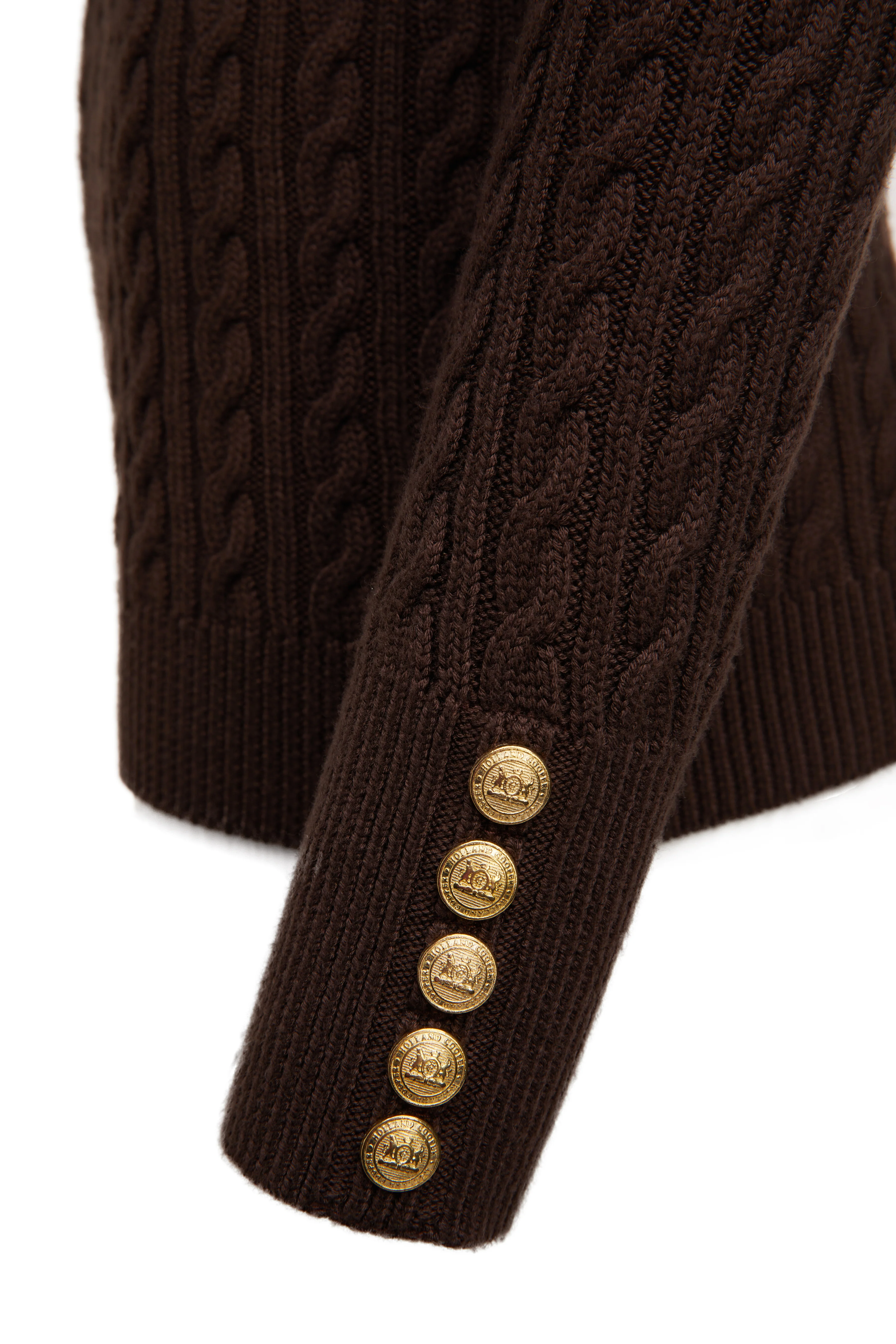 Seattle Roll Neck Cable Knit (Chocolate) - Image 7