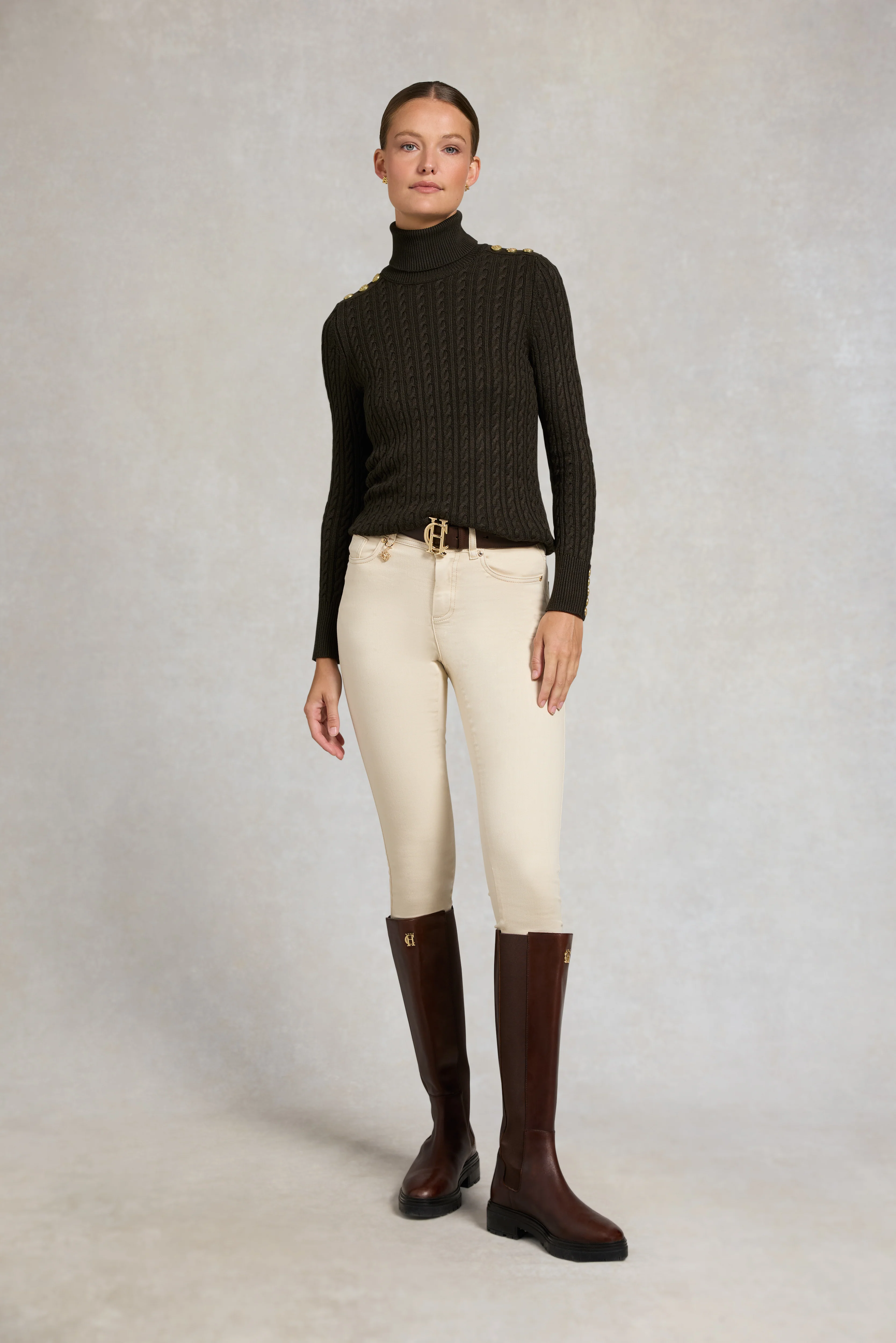 Seattle Roll Neck Cable Knit (Fern Green) - Image 6