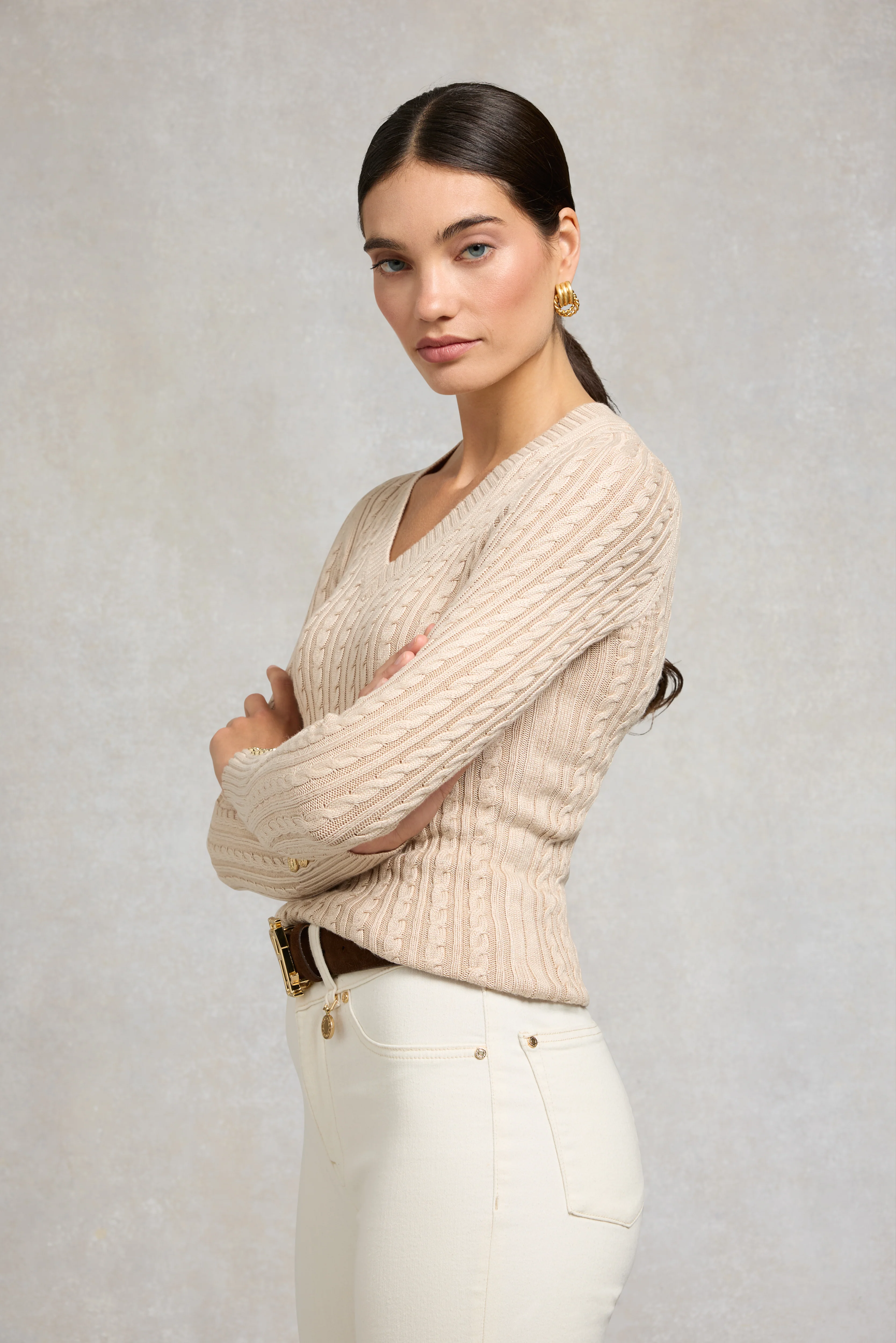 Seattle V-Neck Knit (Oatmeal) - Image 2
