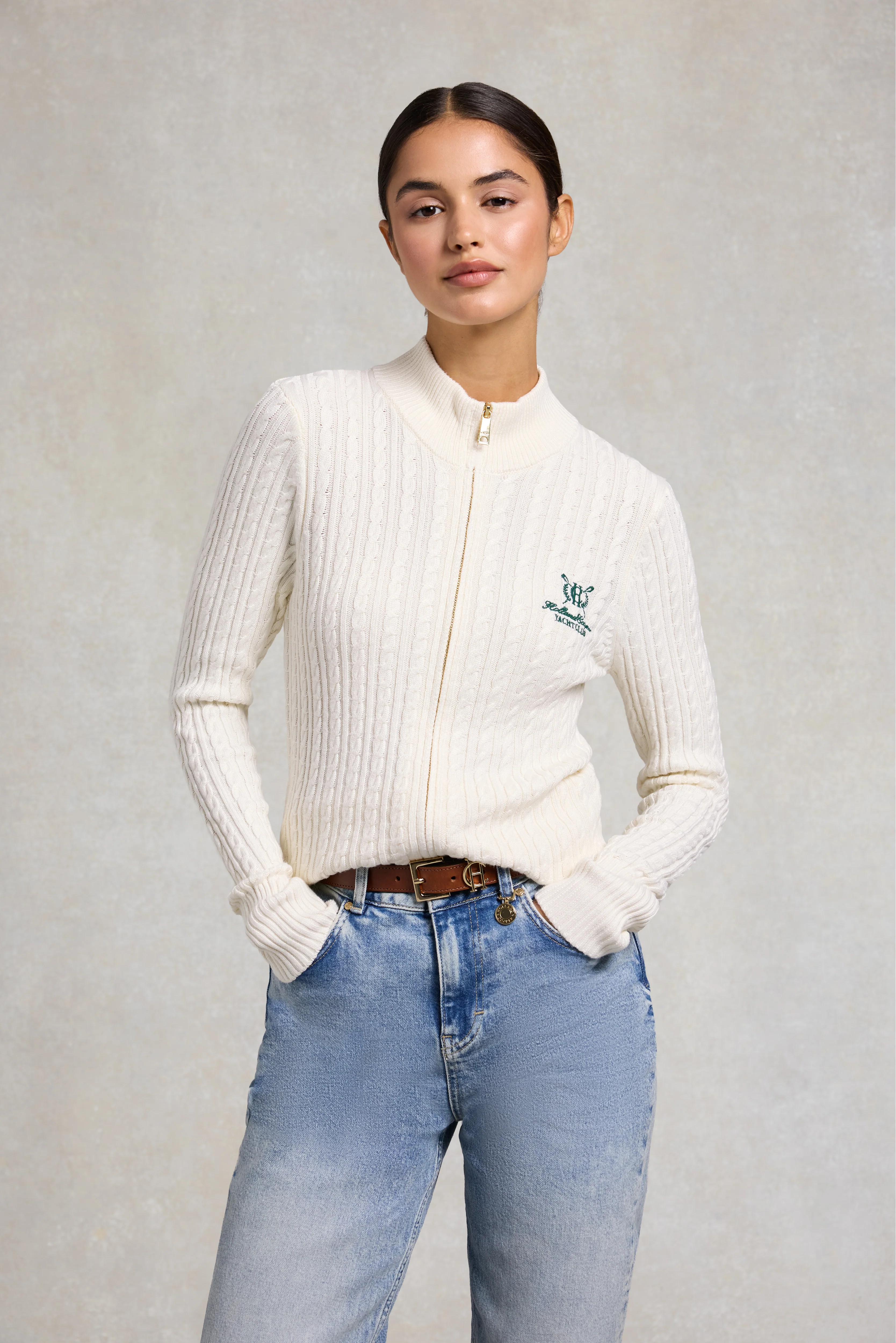 Seattle Zip Through Cardigan (Natural) - Image 2