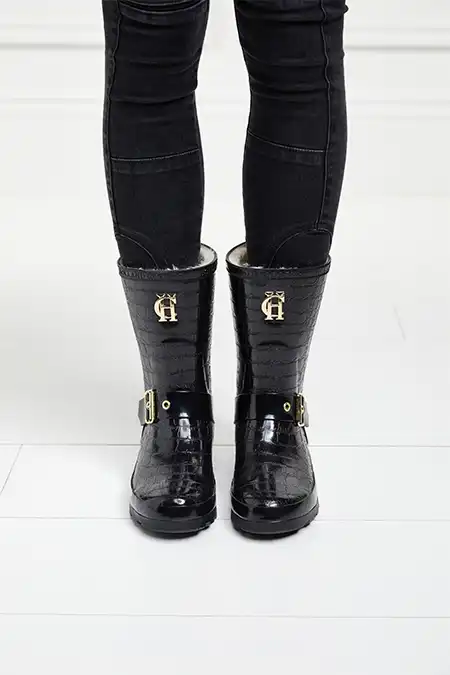 Sherpa Lined Chelsea Wellington (Black Croc) - Image 5