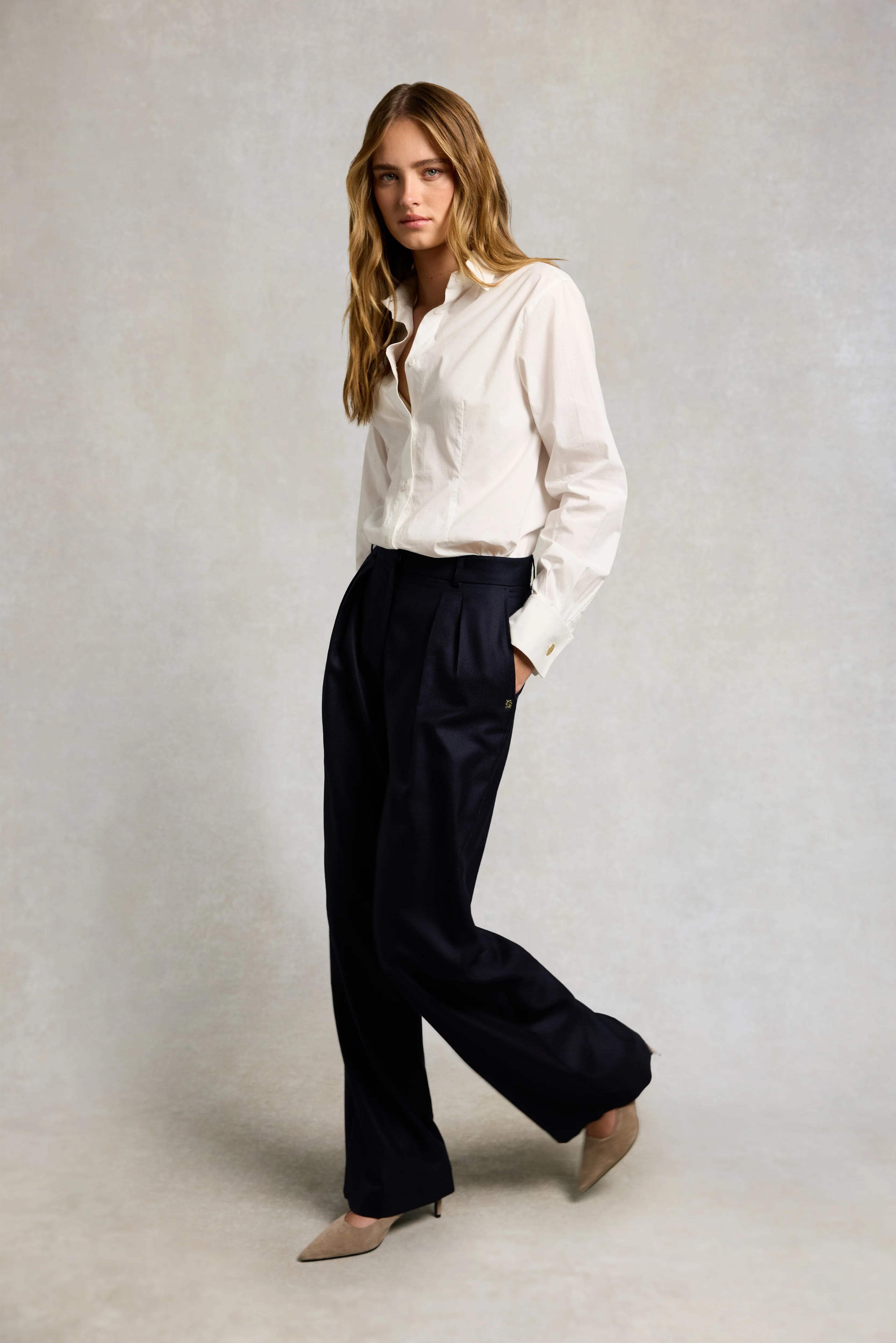 Shoreditch Pleated Trouser (Ink Navy Twill) - Image 4