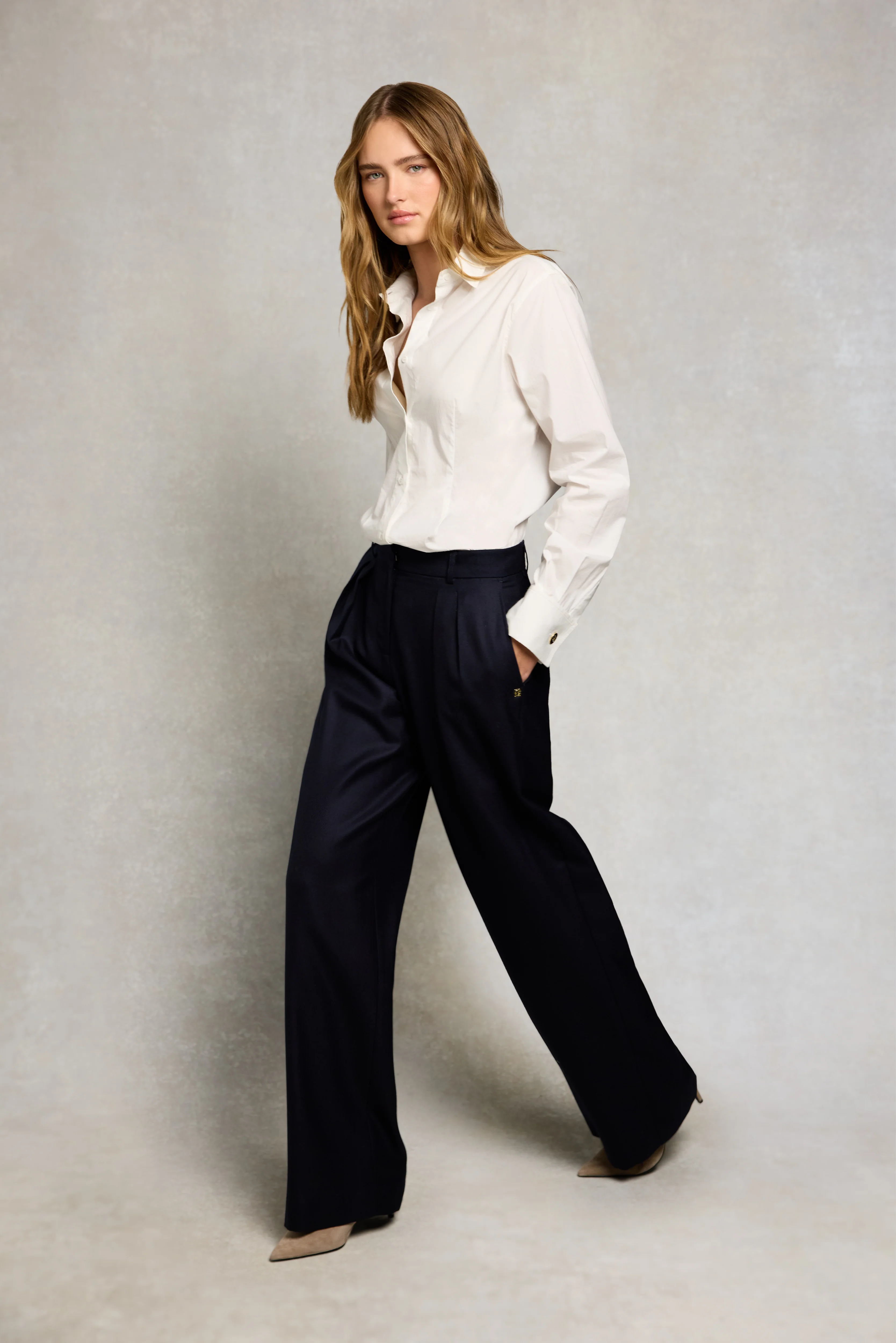 Shoreditch Pleated Trouser (Ink Navy Twill) - Image 5