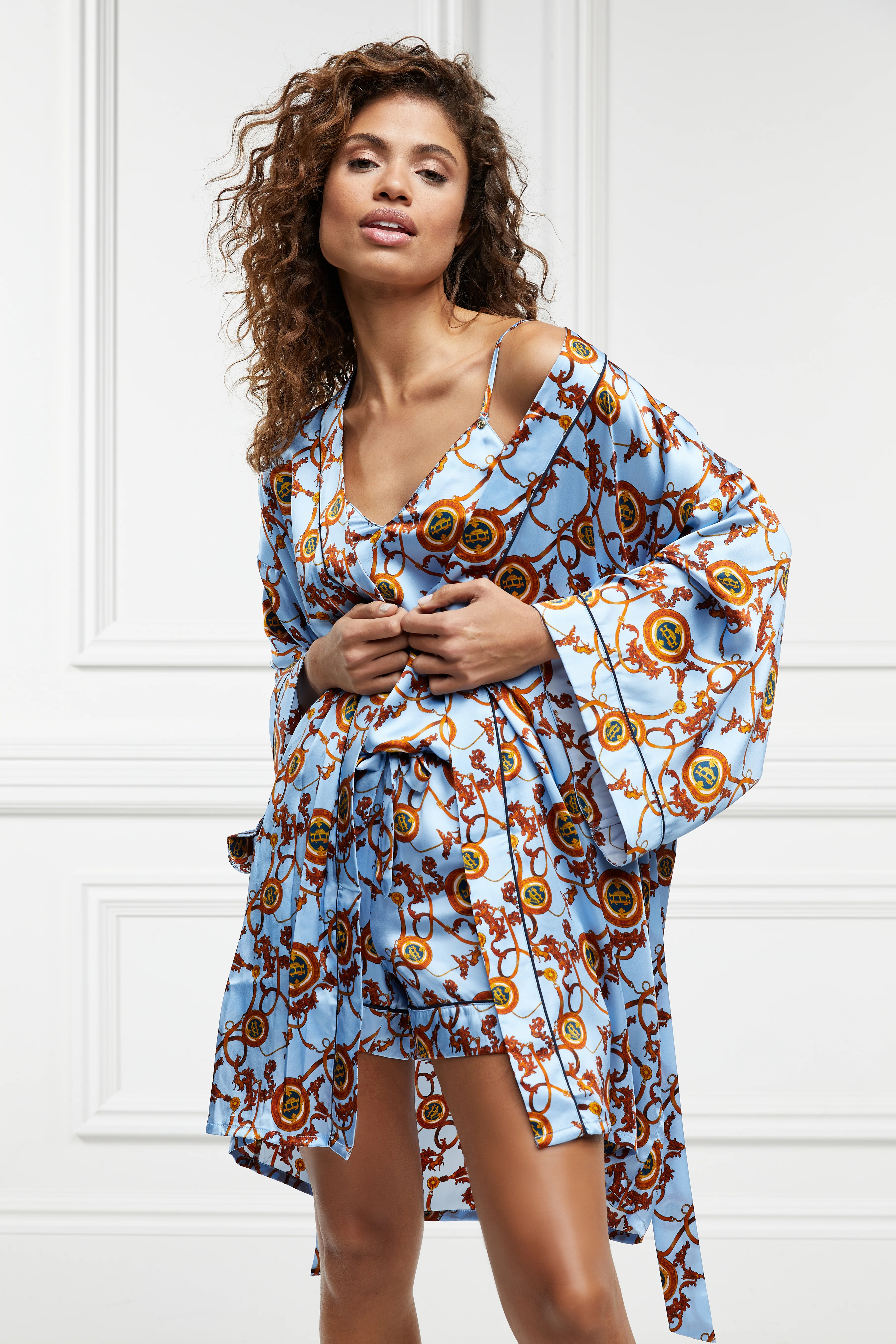 Silk Dressing Gown (Sky Blue) - Image 3