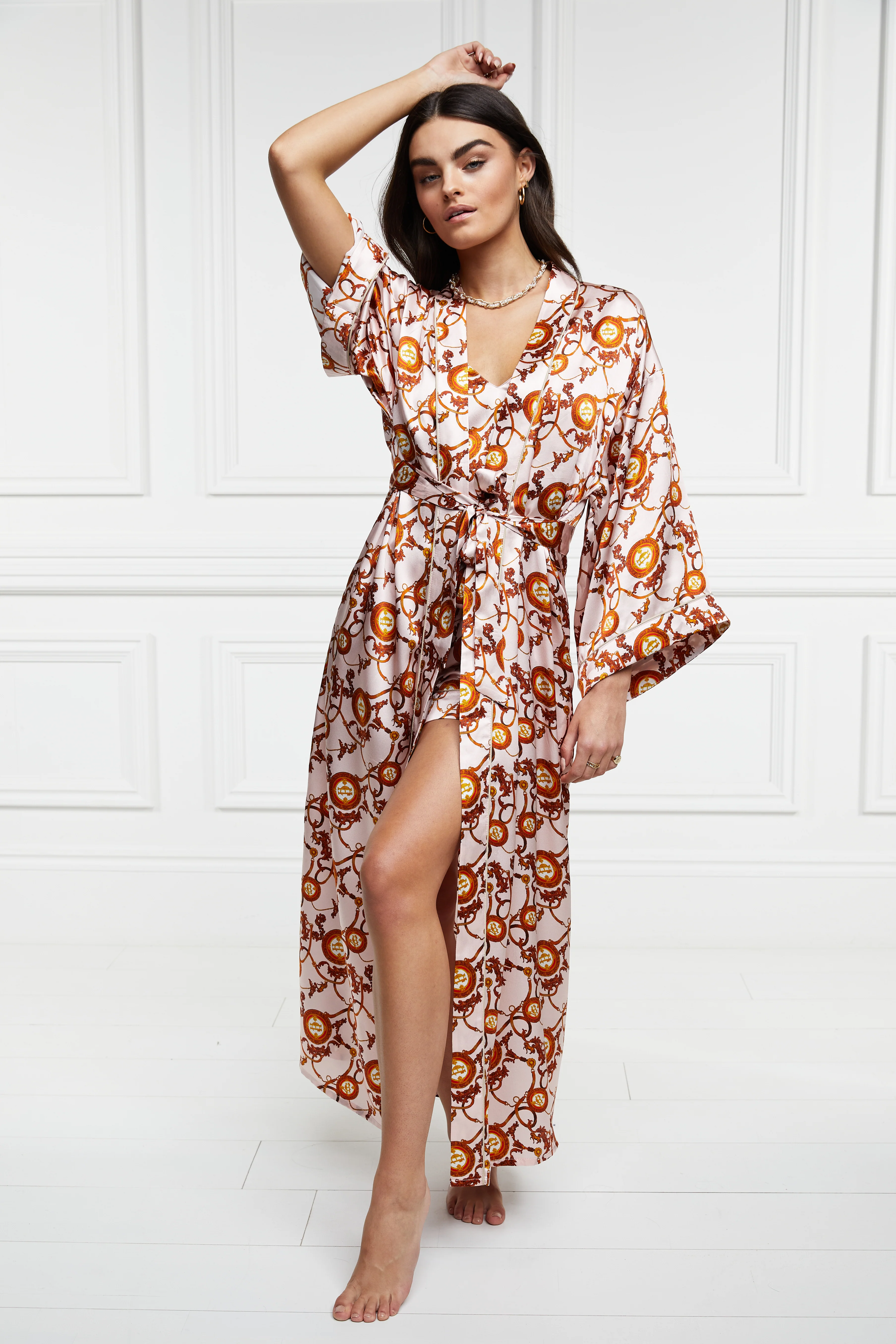 Silk Full Length Dressing Gown (Blush) - Image 6
