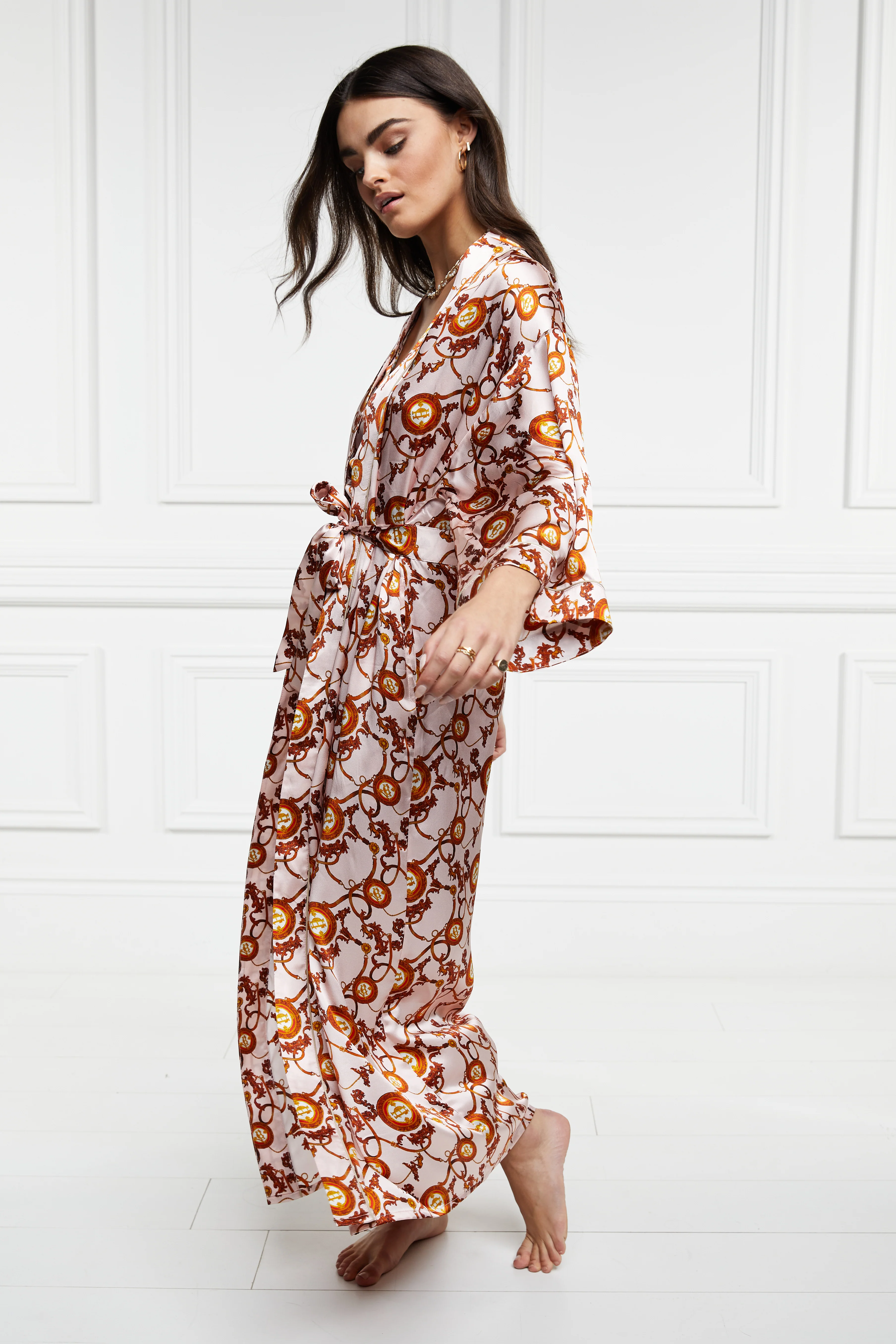 Silk Full Length Dressing Gown (Blush) - Image 7