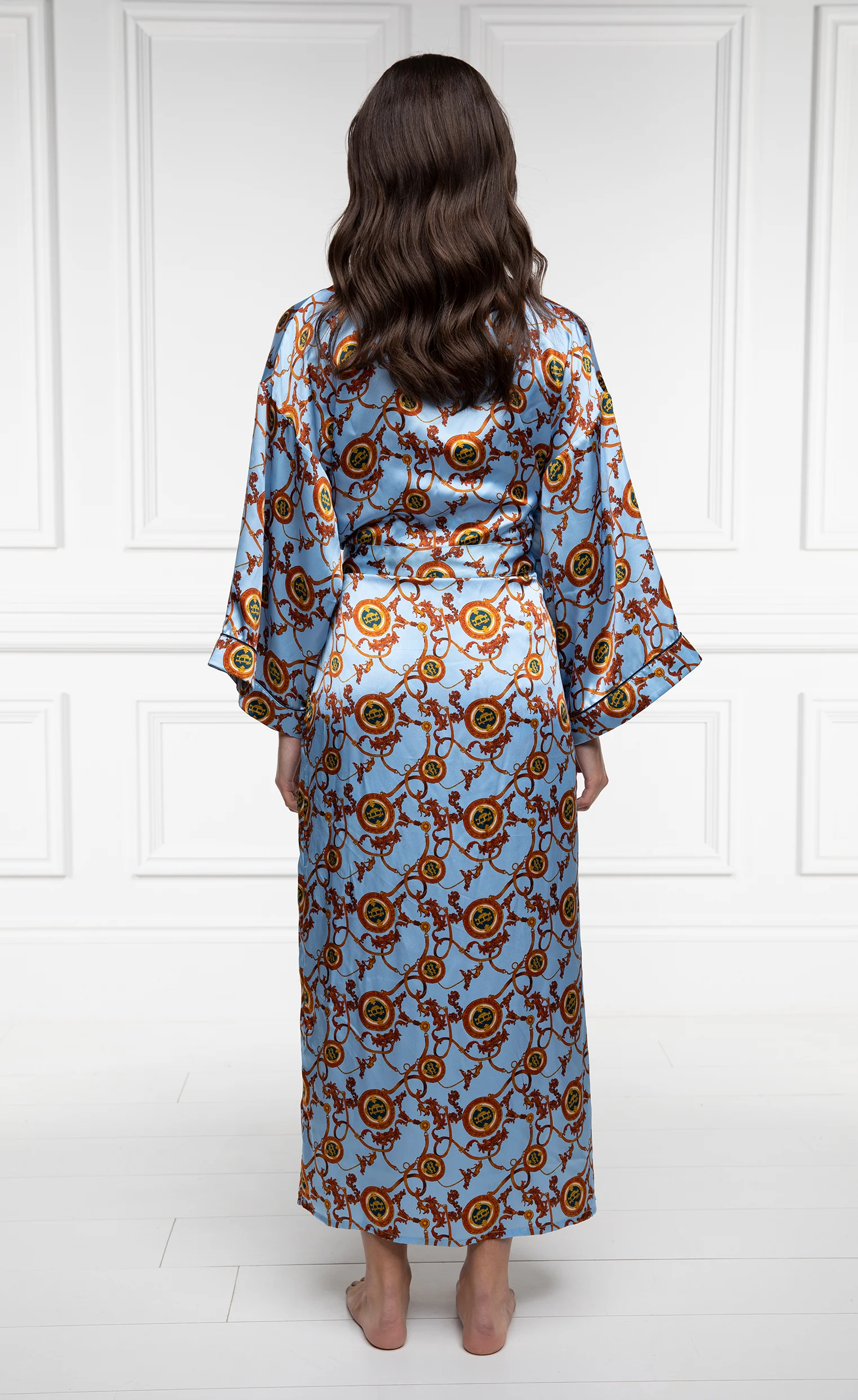 Silk Full Length Dressing Gown (Sky Blue) - Image 2