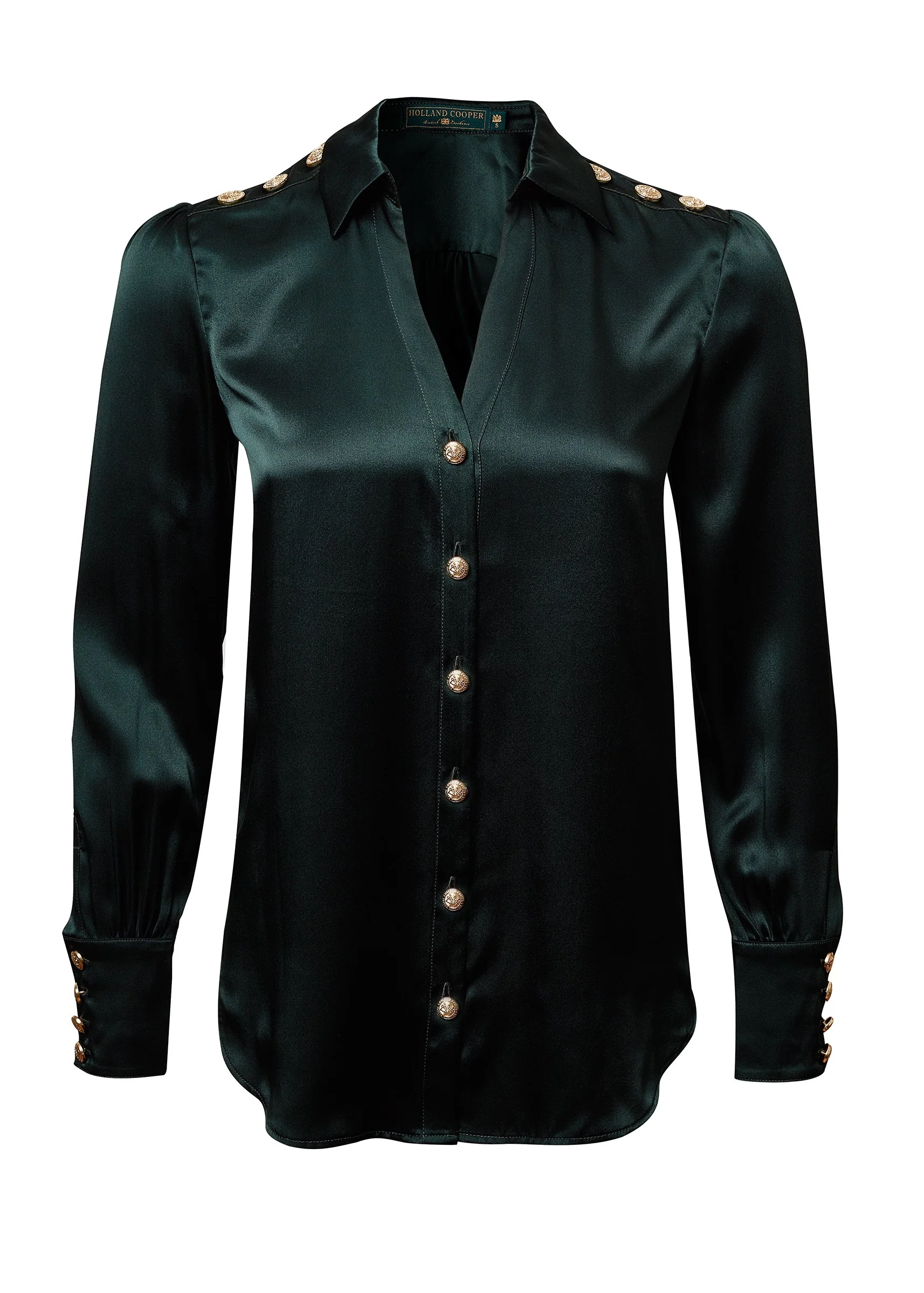 Silk V-Neck Blouse (Emerald) - Image 4