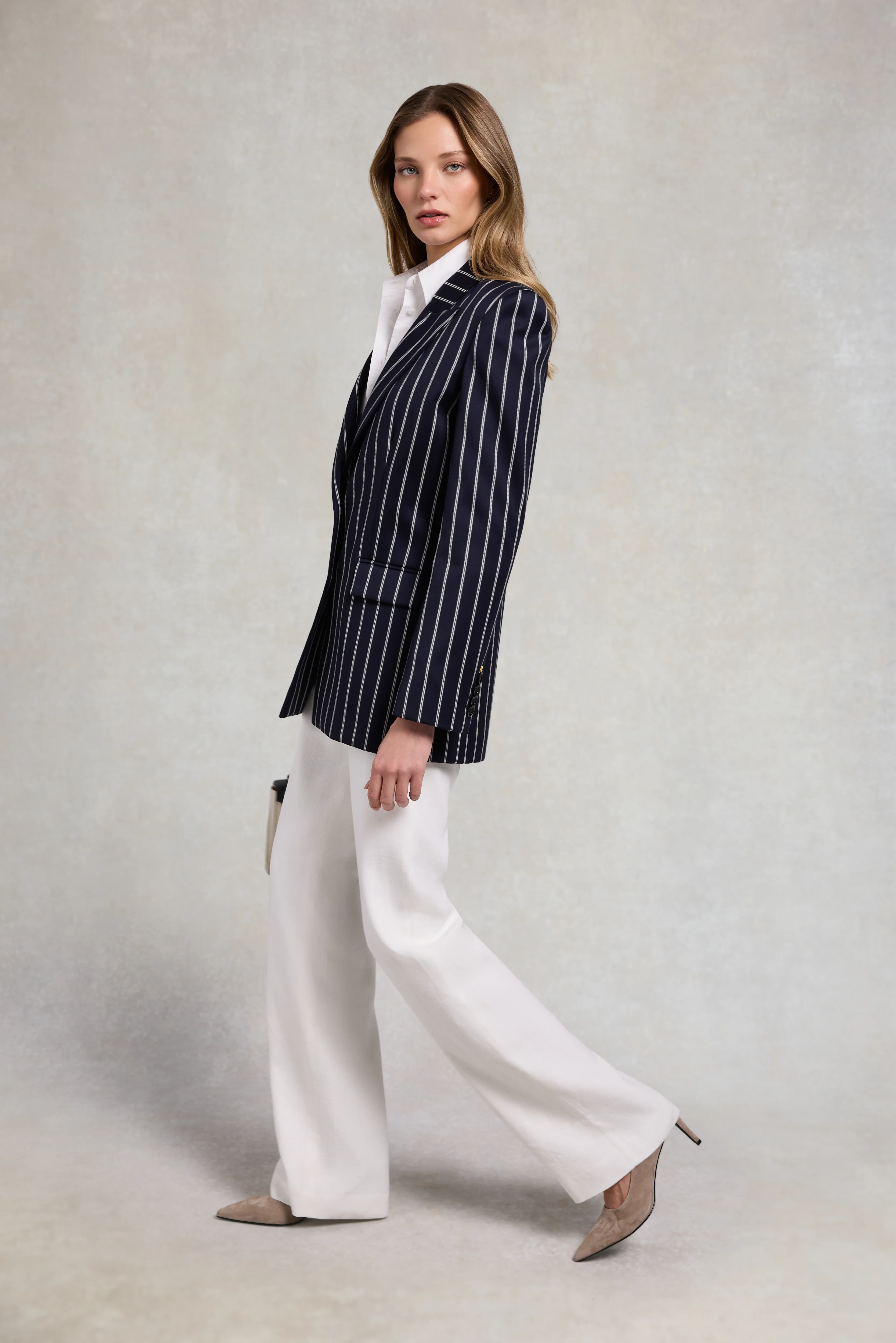 Single Breasted Belgravia Blazer (Ink Navy Wide Stripe) - Image 4