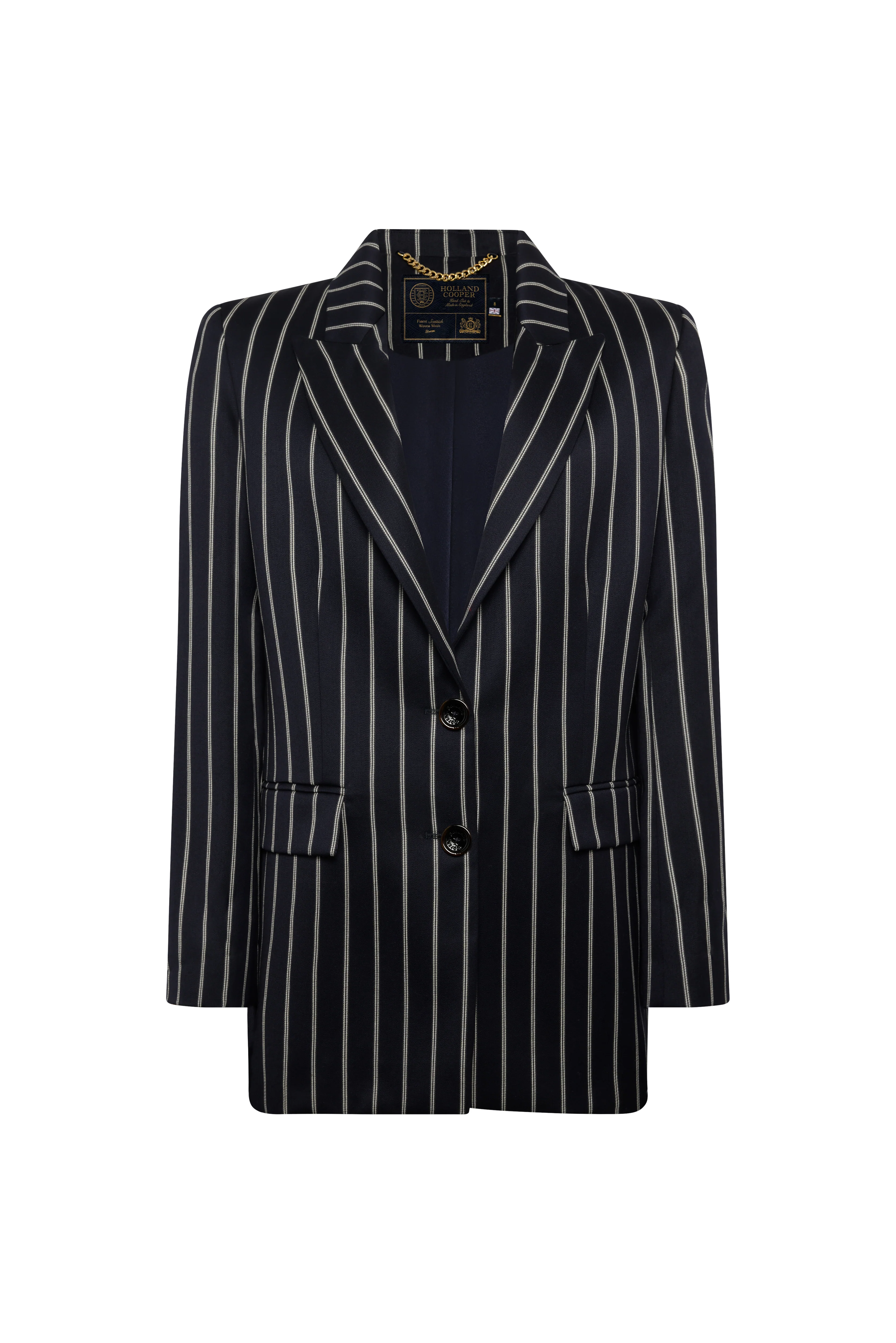 Single Breasted Belgravia Blazer (Ink Navy Wide Stripe) - Image 5