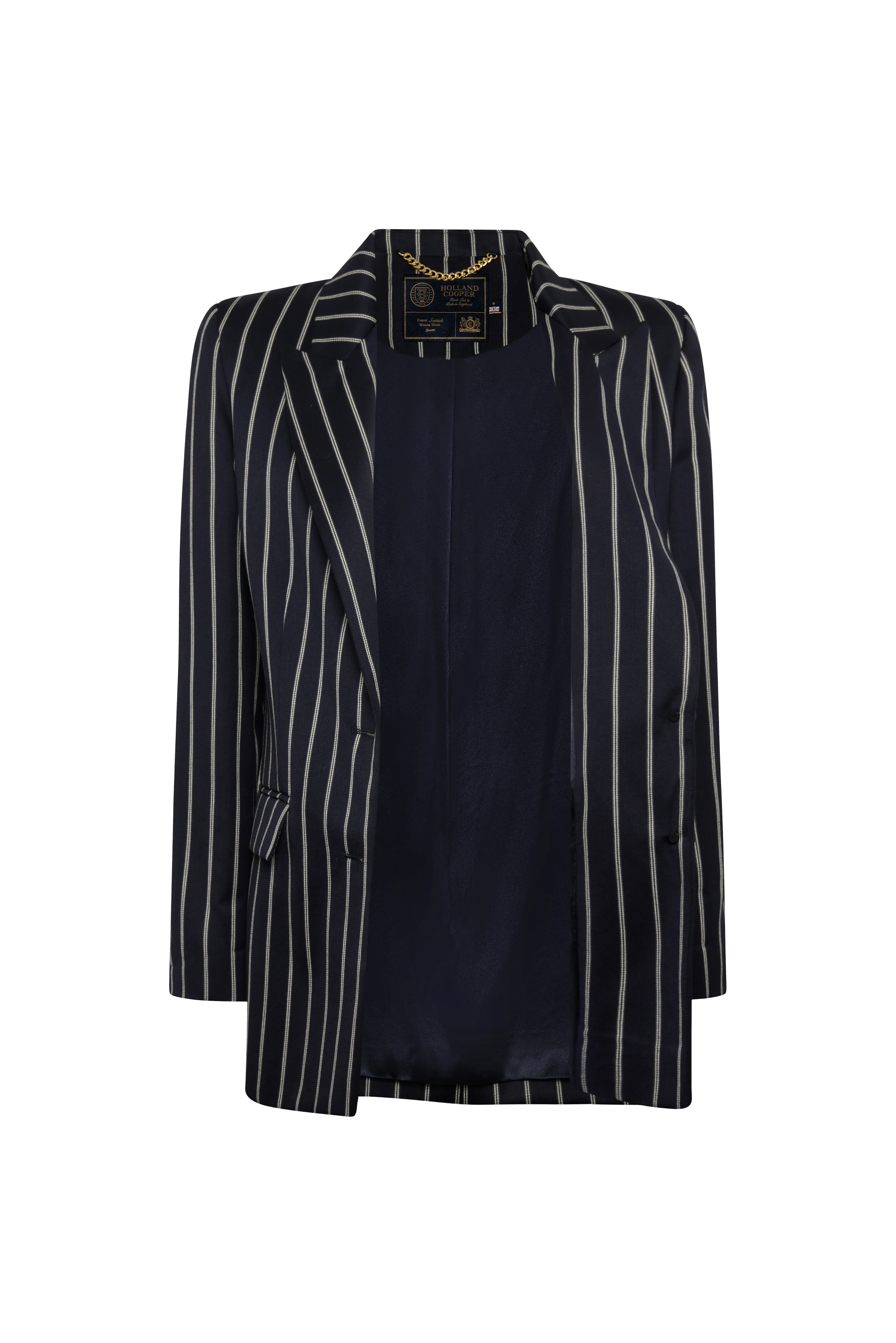 Single Breasted Belgravia Blazer (Ink Navy Wide Stripe) - Image 8