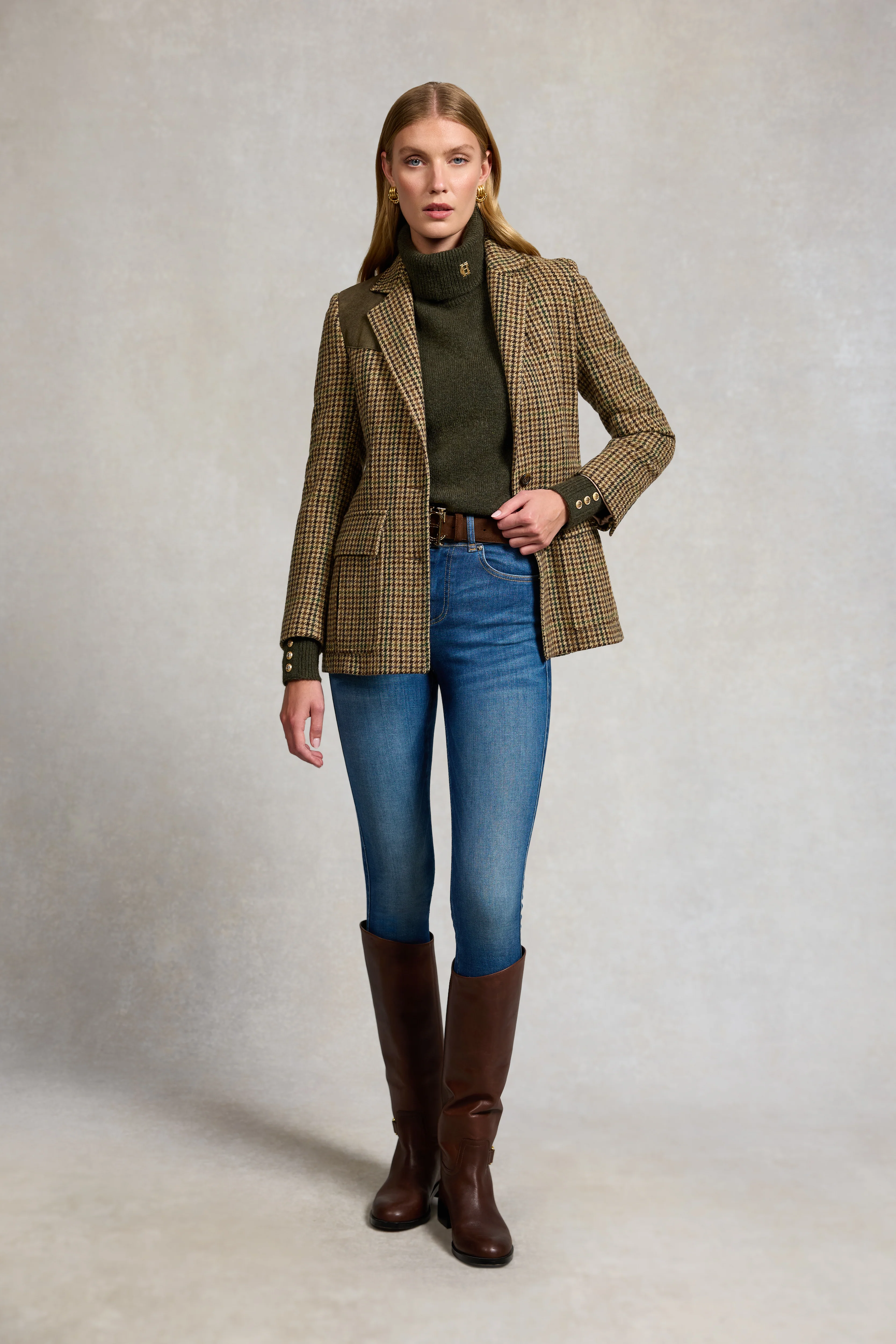 Single Breasted Field Blazer (Hailes Green Tweed) - Image 3