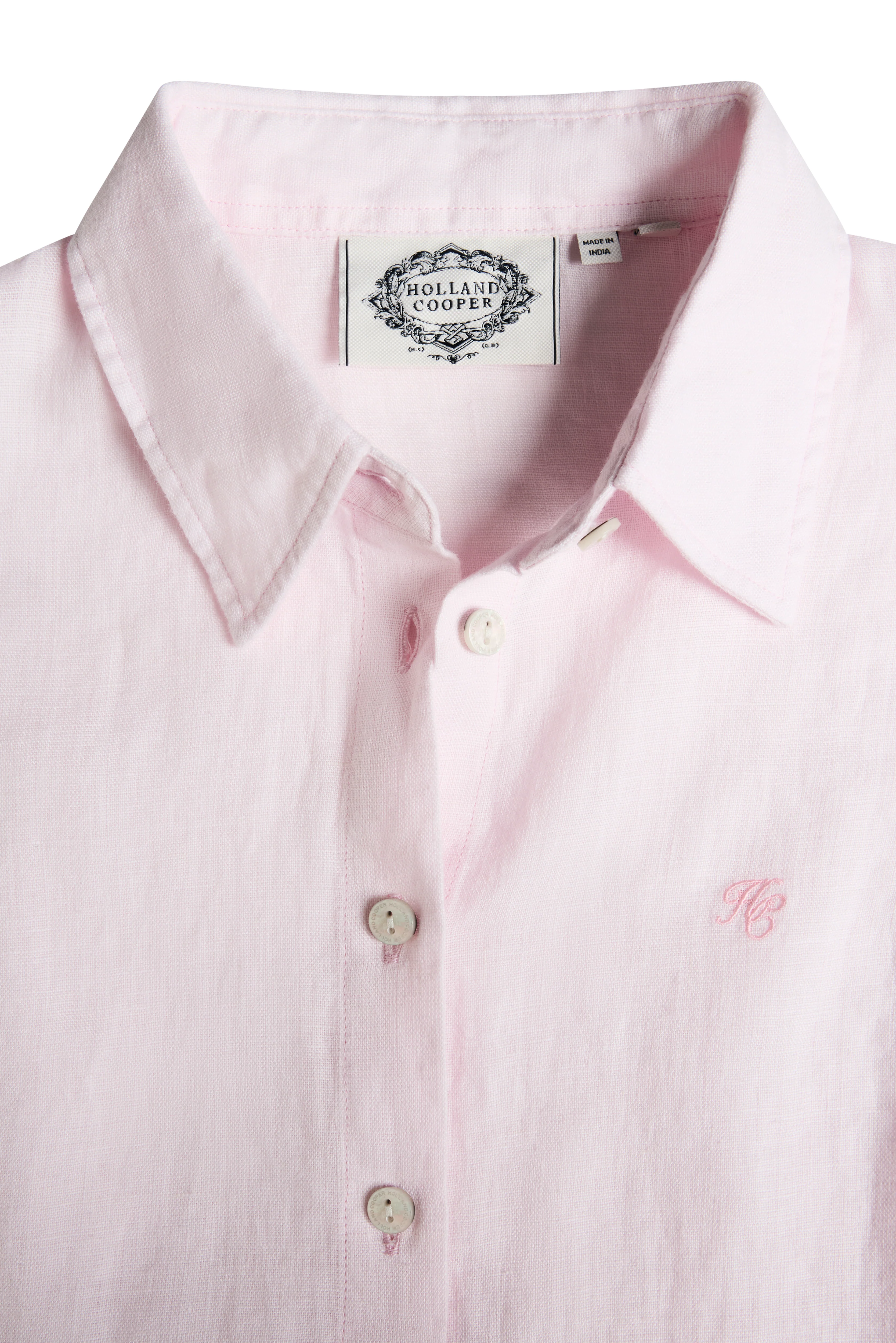 Sleeveless Amalfi Linen Shirt (Powder Pink Linen) - Image 6