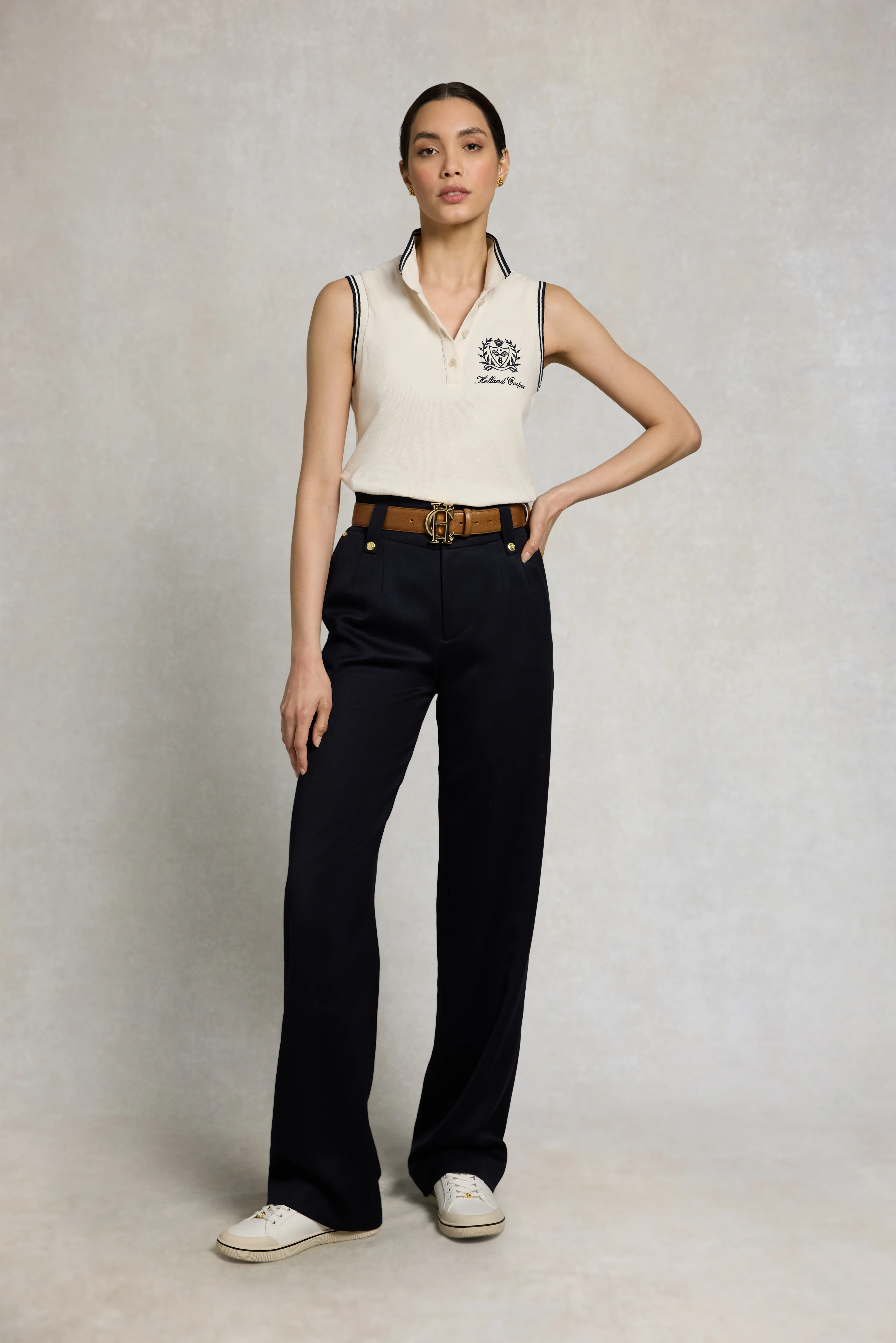 Sleeveless Collegiate Polo Shirt (Ecru) - Image 4