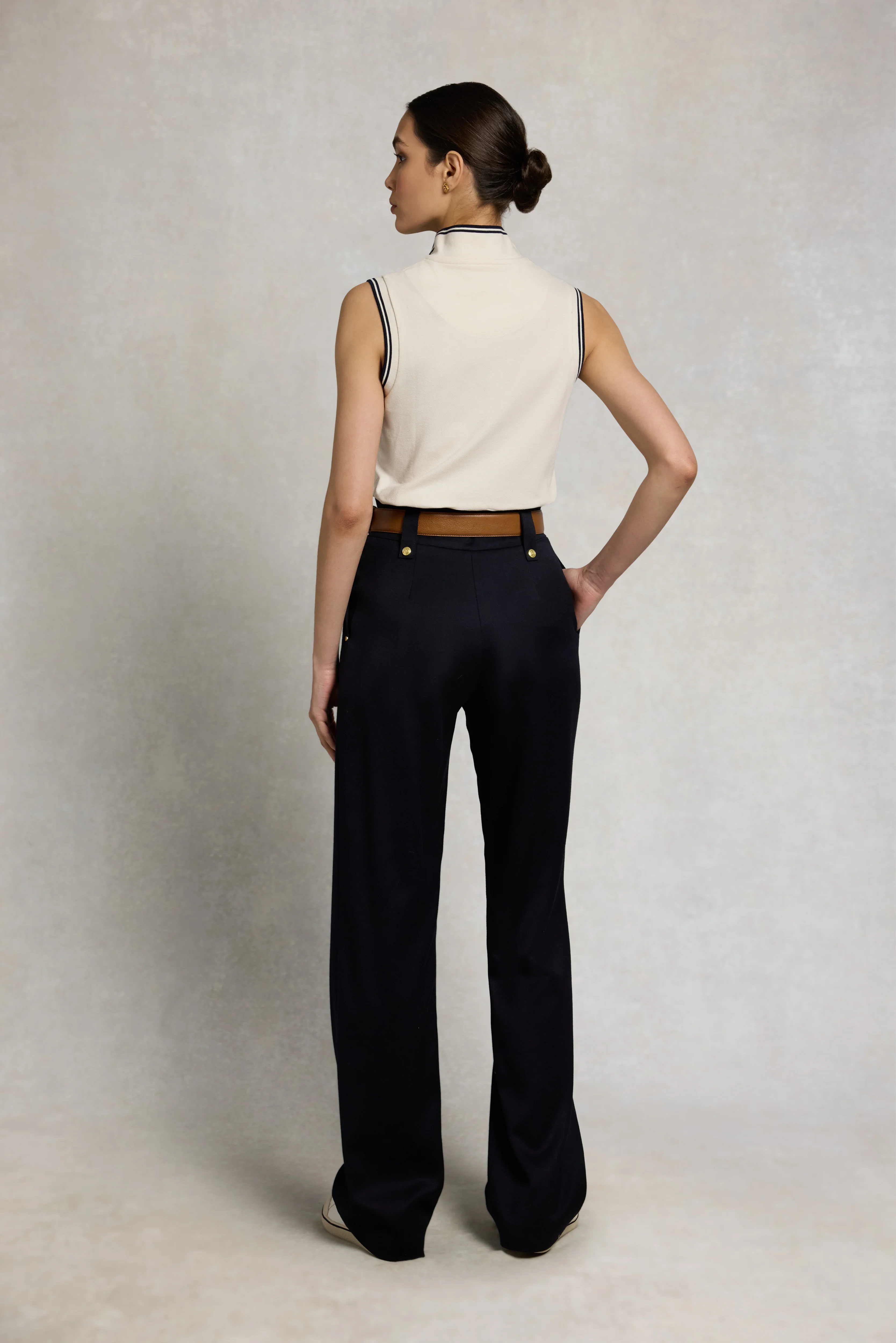Sleeveless Collegiate Polo Shirt (Ecru) - Image 6