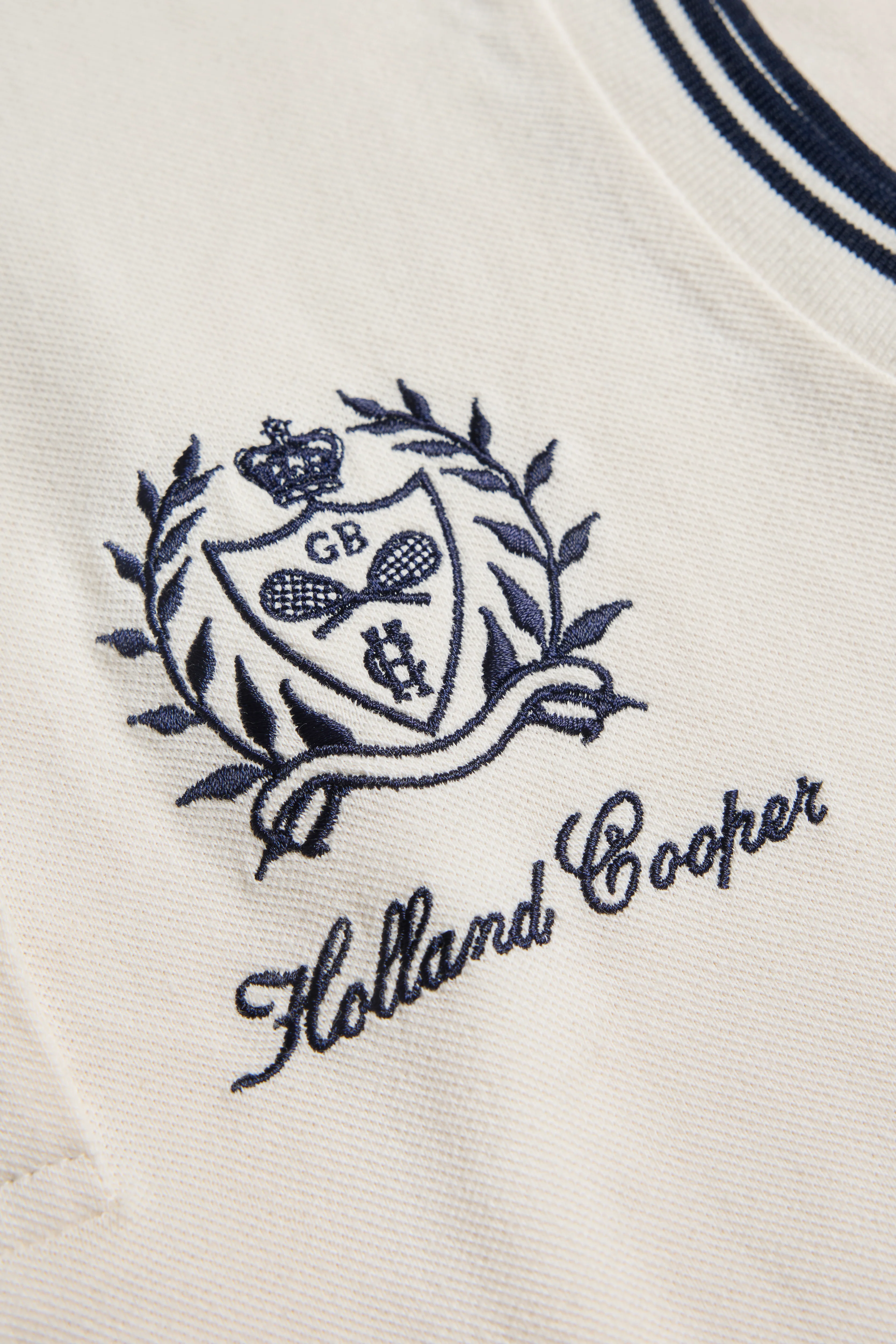 Sleeveless Collegiate Polo Shirt (Ecru) - Image 9