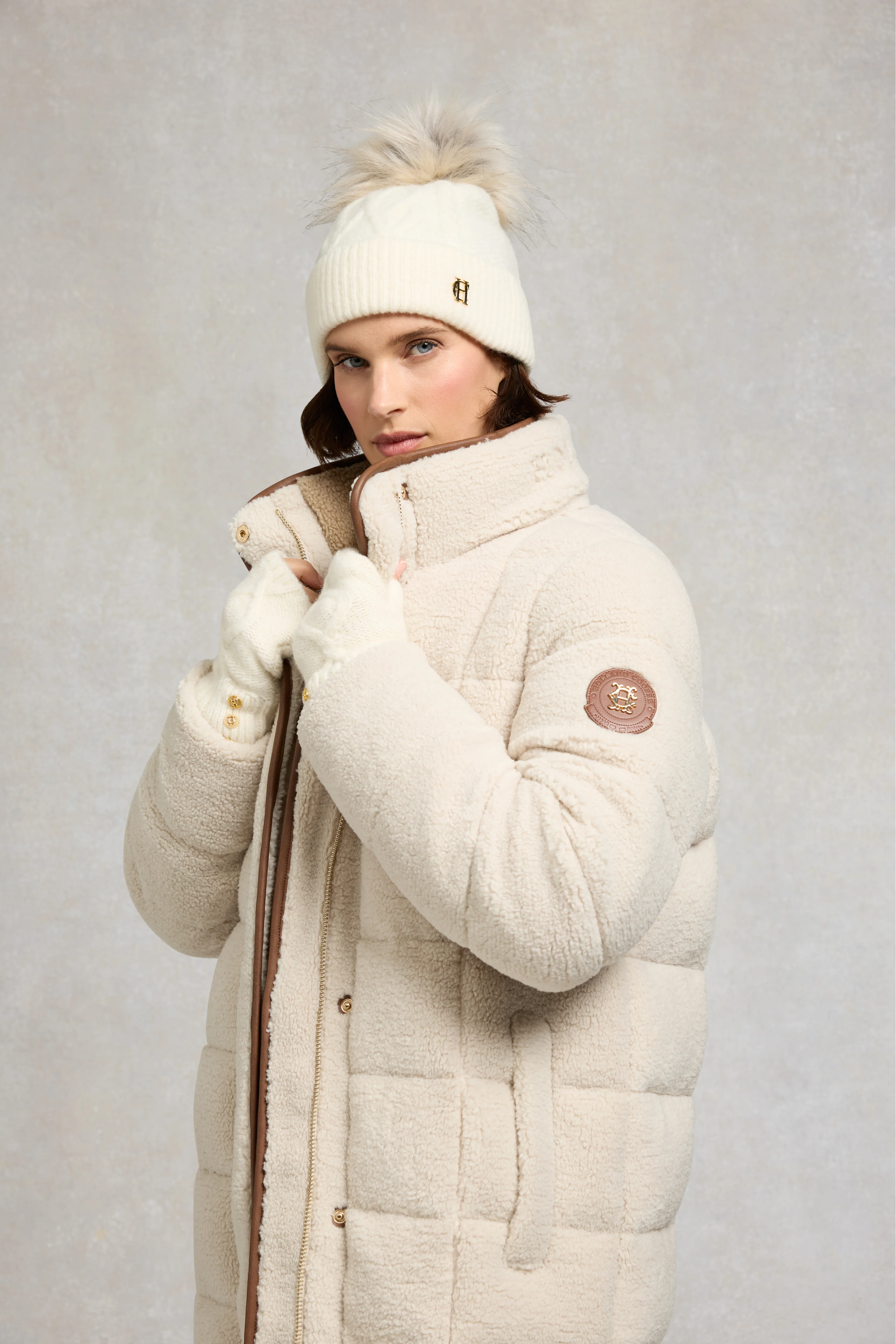 Sloane Cable Bobble Hat (Cream) - Image 2