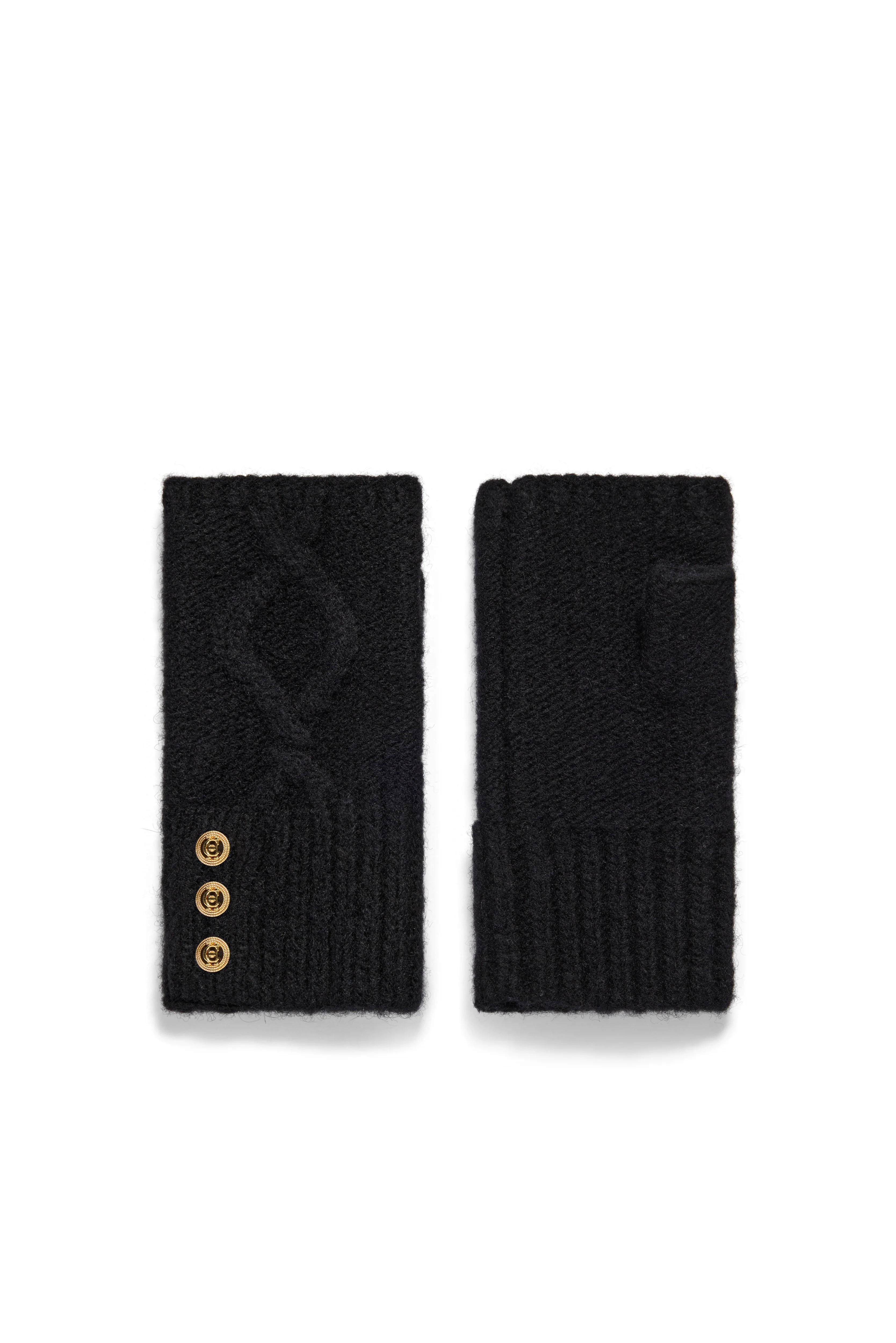 Sloane Cable Bobble Hat & Fingerless Glove Set (Black) - Image 3