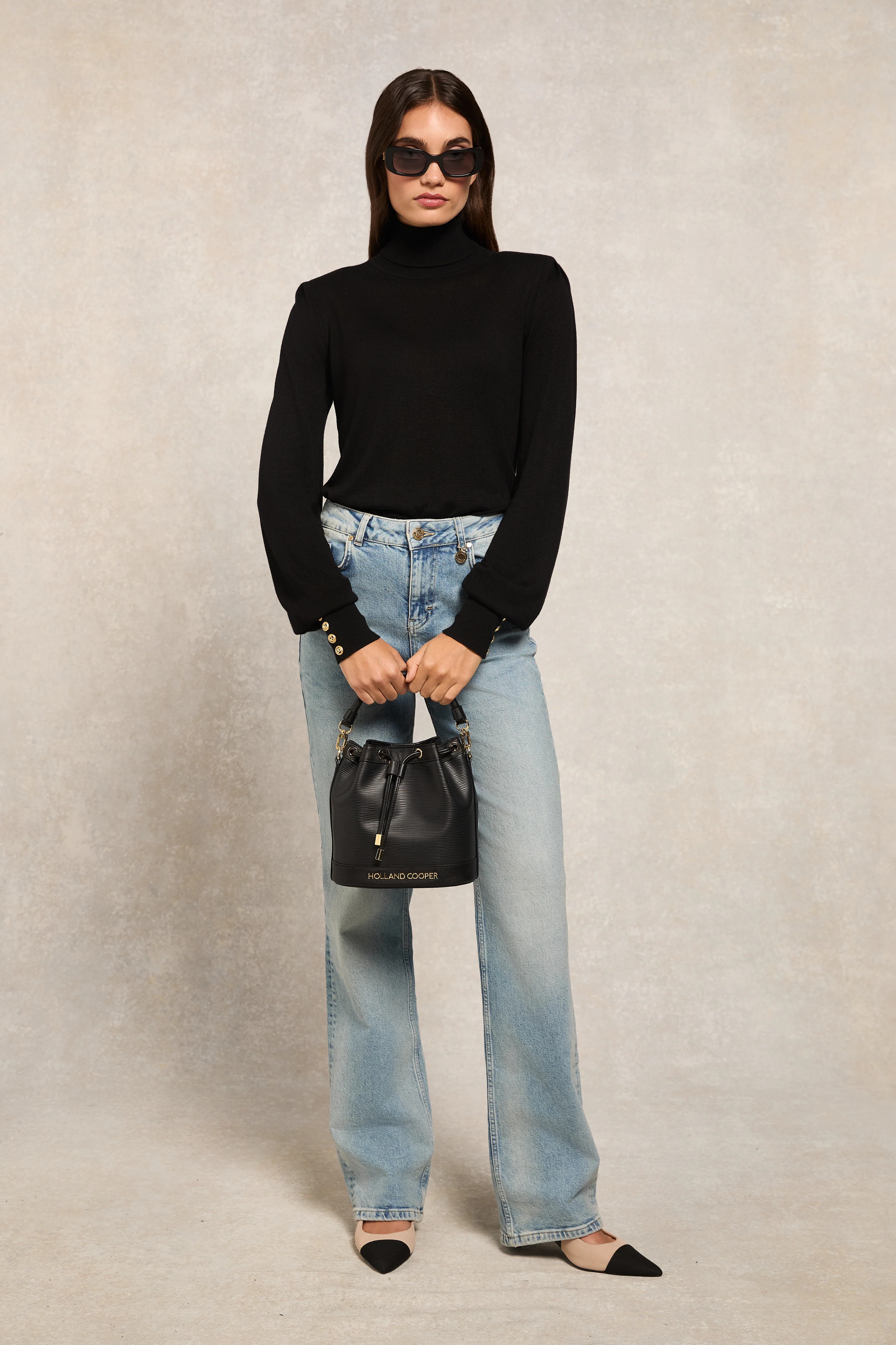 Structured Kelsie Roll Neck Knit (Black) - Image 2