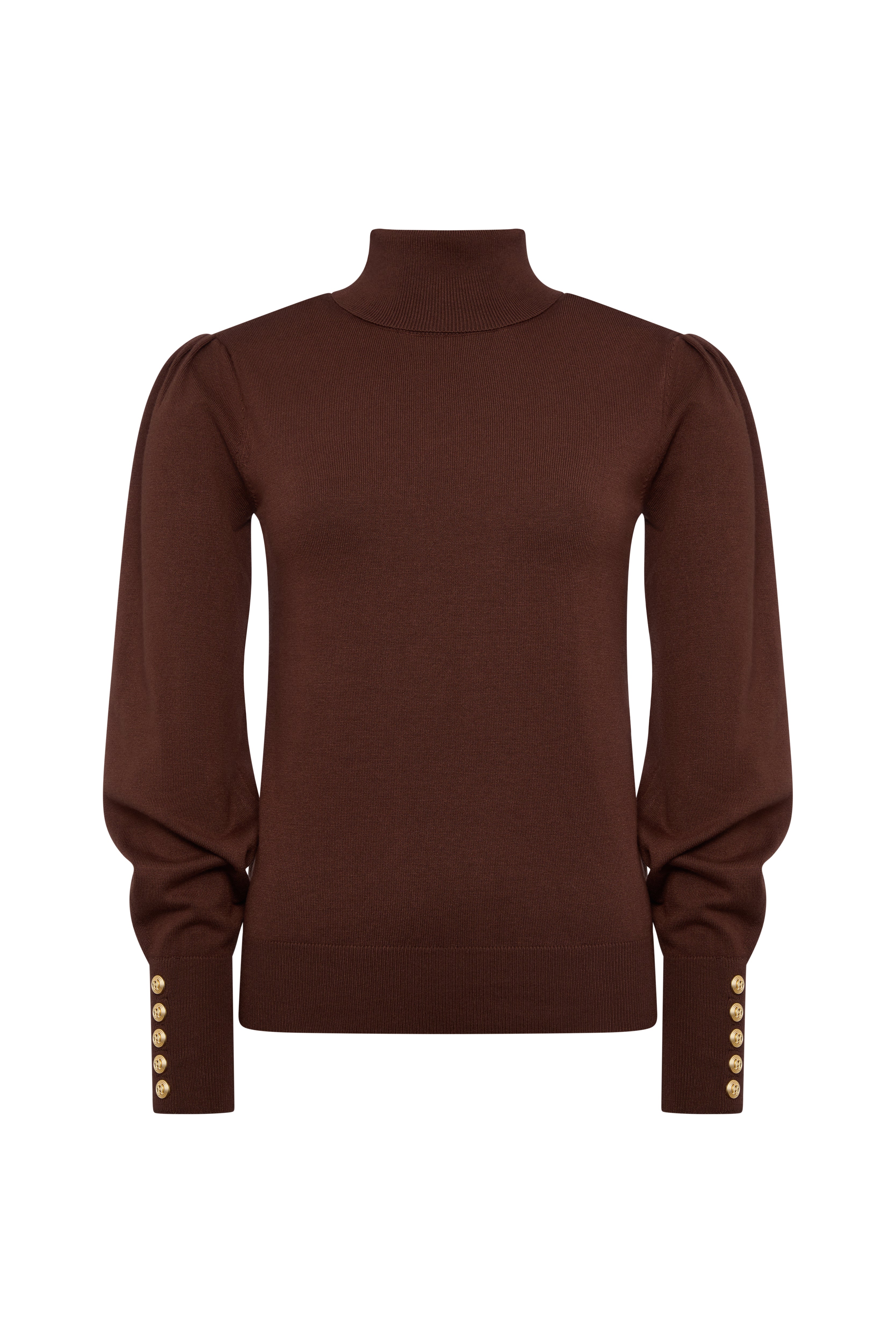 Structured Kelsie Roll Neck Knit (Cocoa) - Image 4