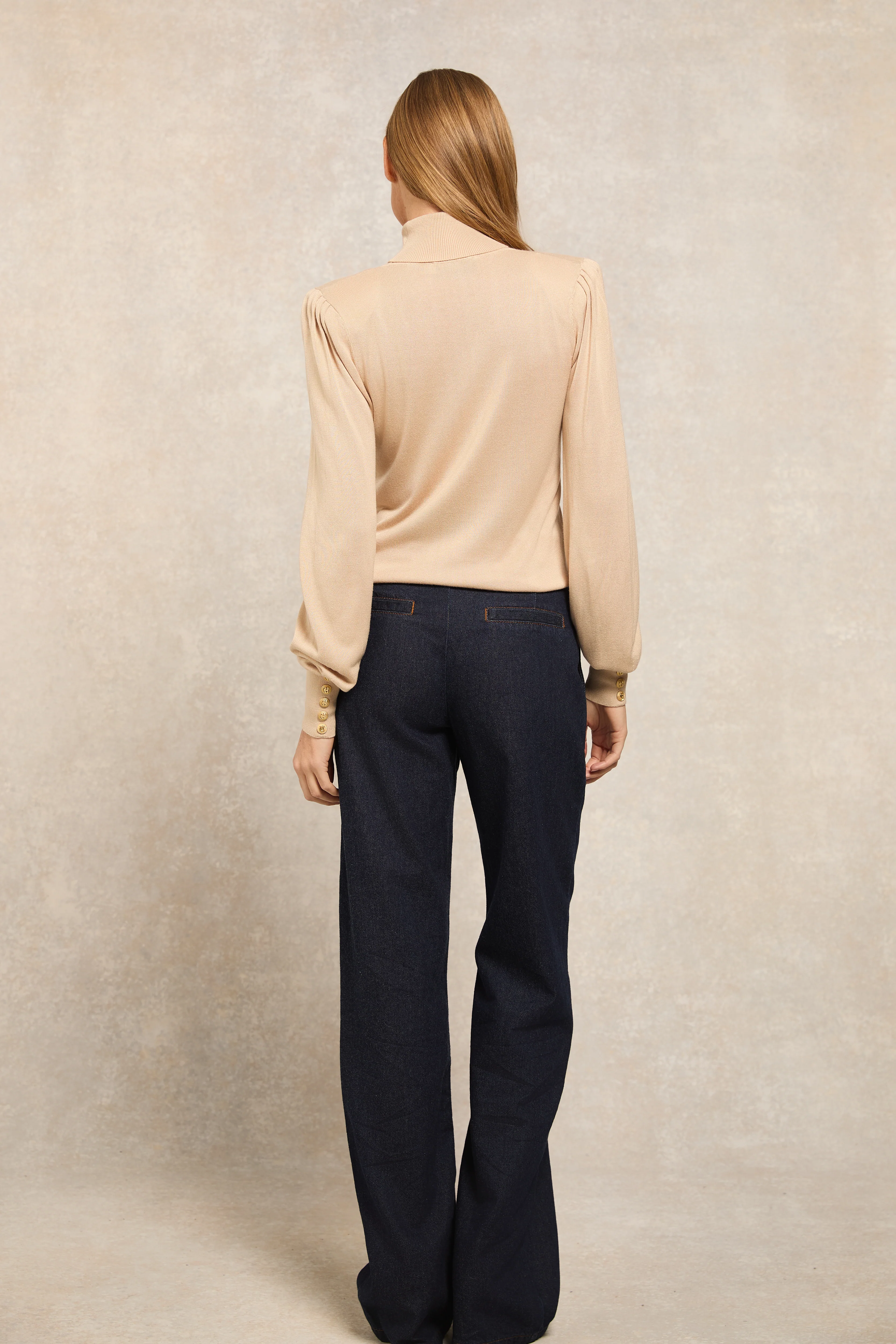 Structured Kelsie Roll Neck Knit (Light Camel) - Image 5