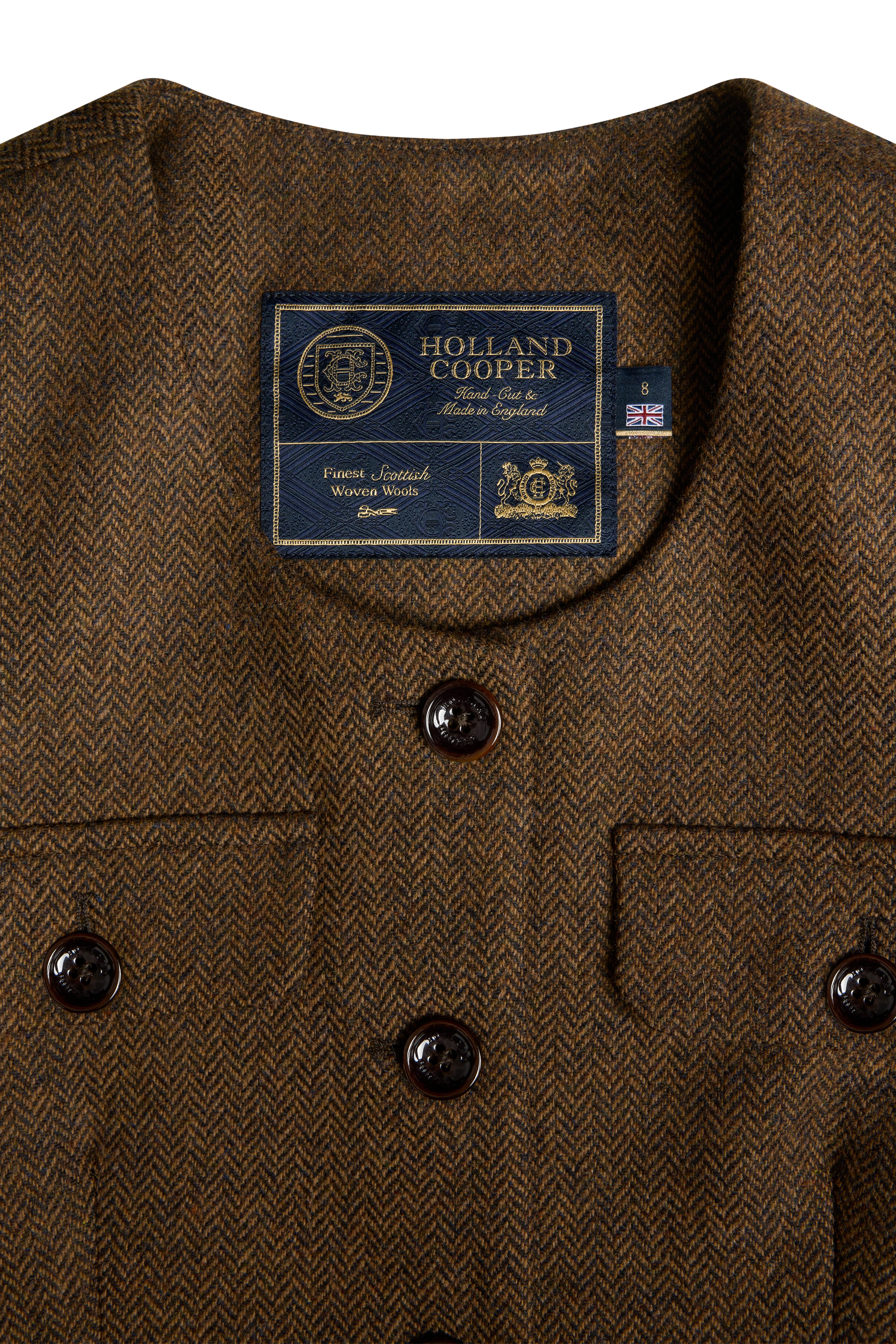 Tailored Peplum Jacket (Tobacco Herringbone) - Image 10