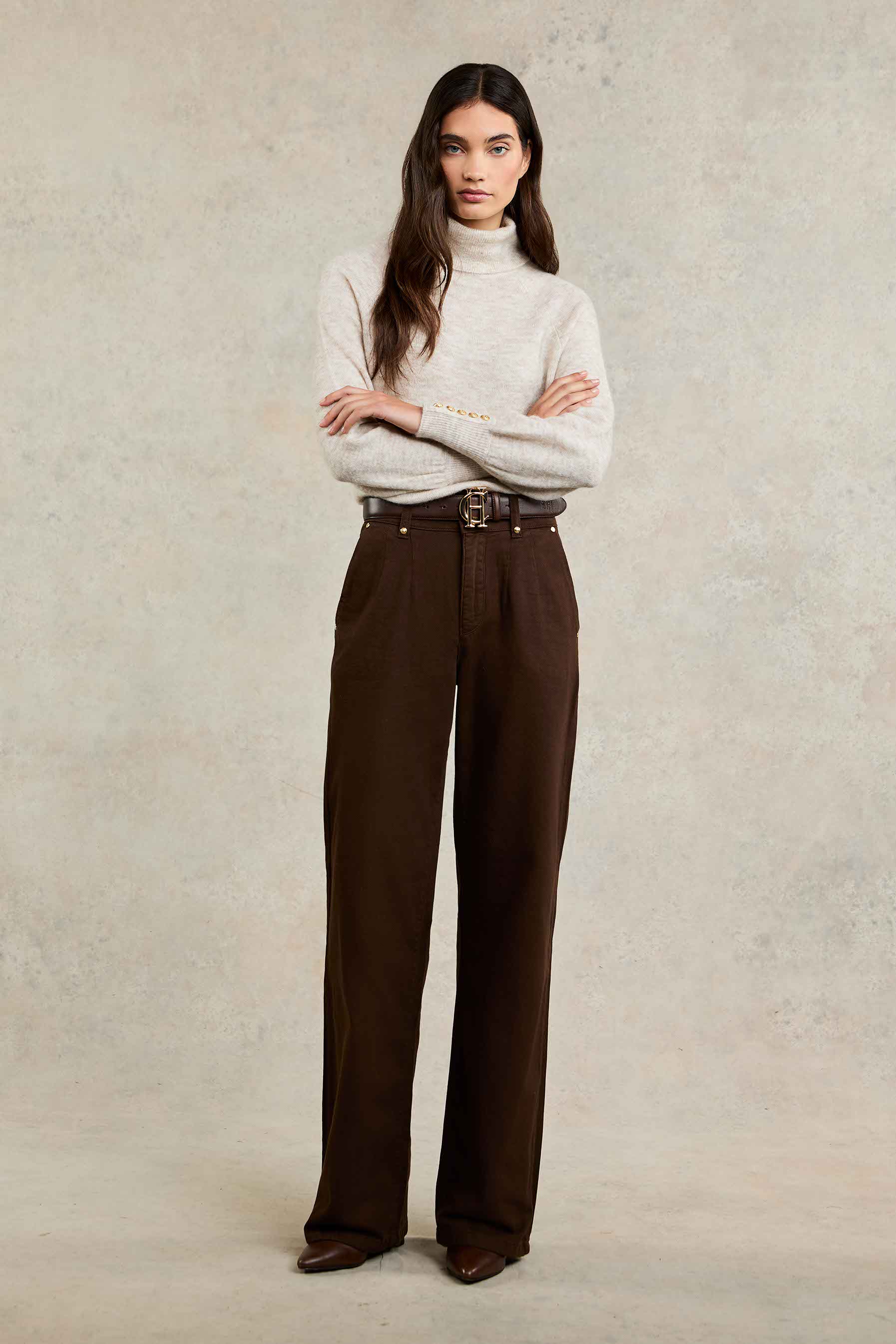 Tailored Wide Leg Jean (Chocolate) - Image 8