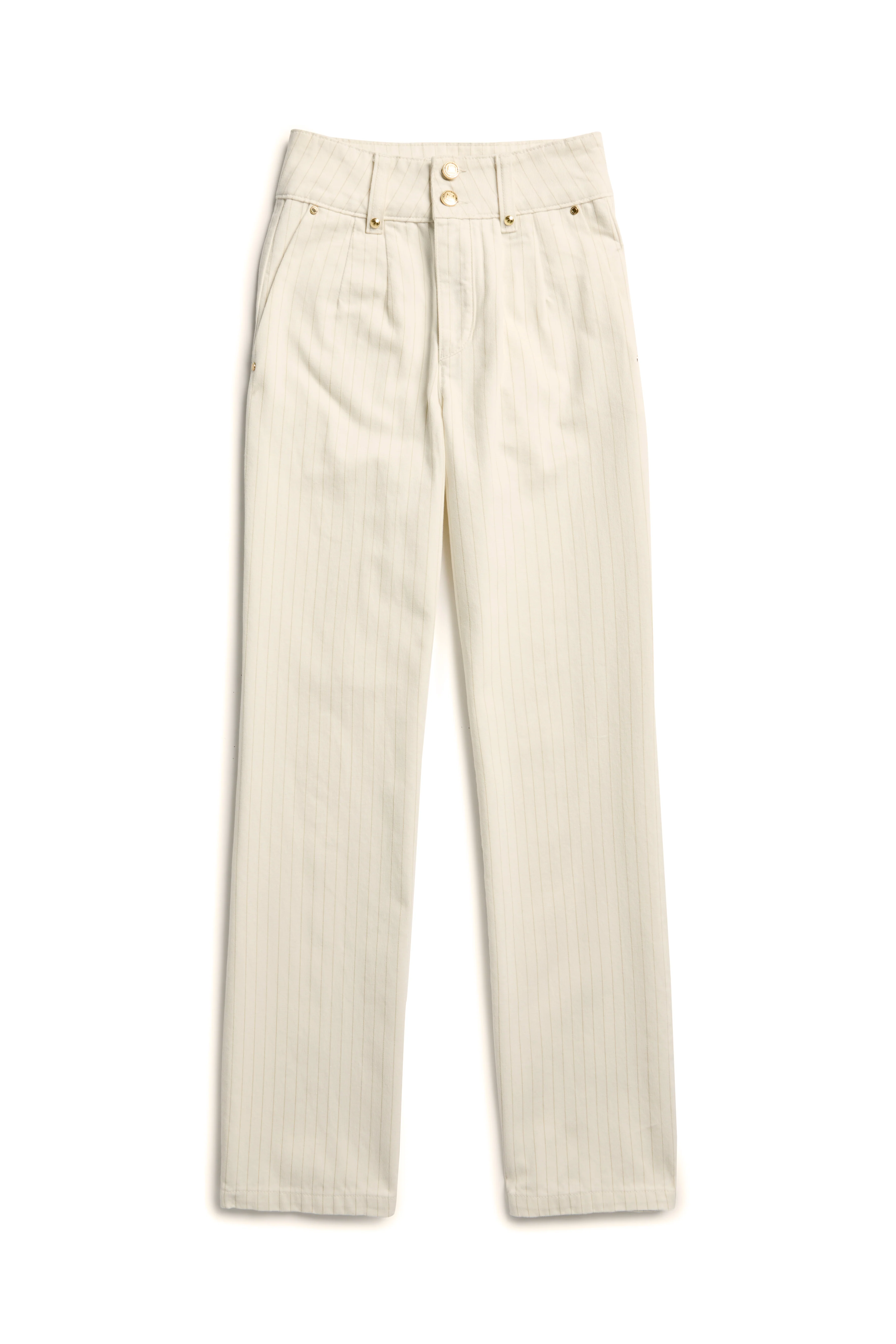 Tailored Wide Leg Jean (Ecru Stripe) - Image 4