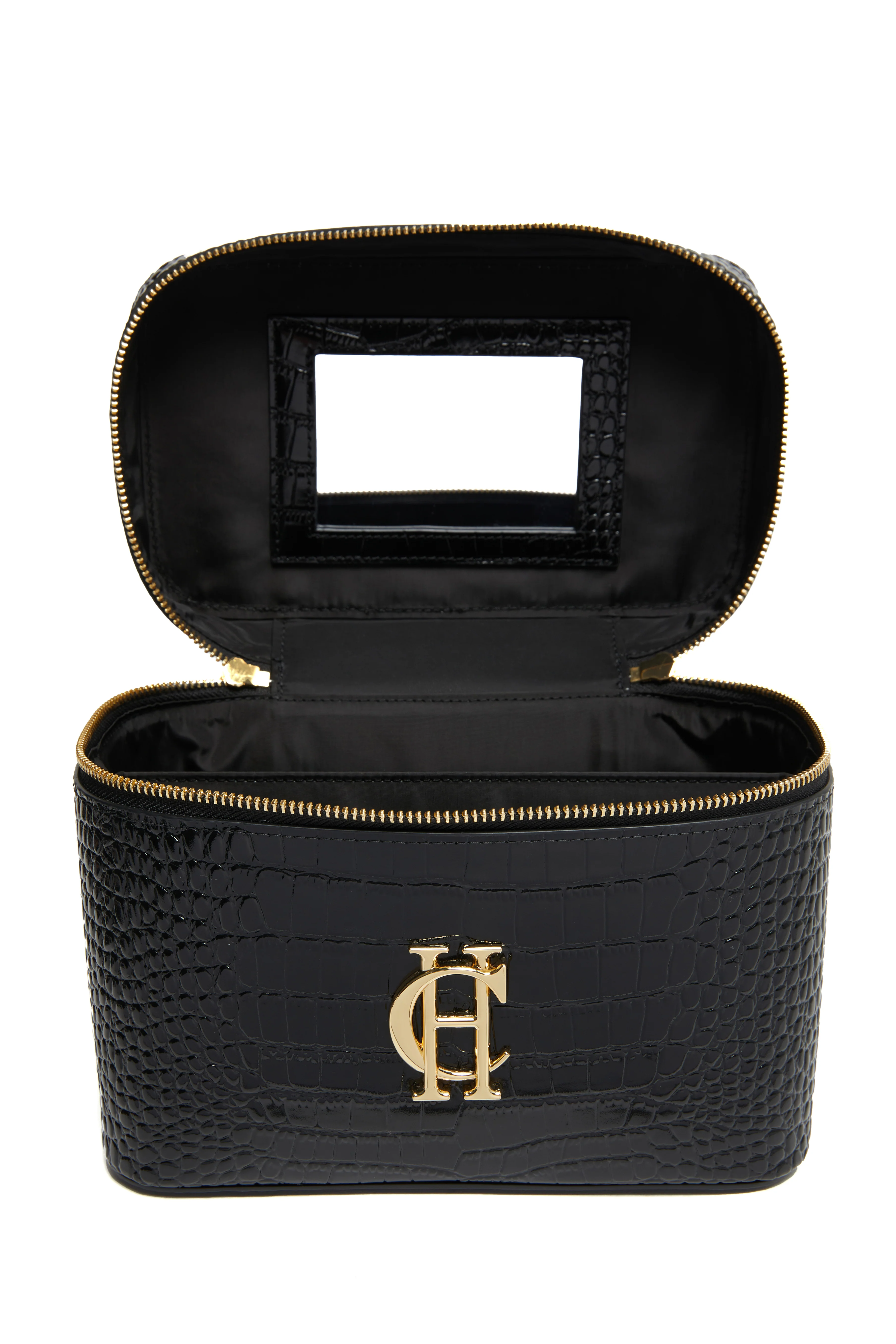 Travel Makeup Bag (Black Croc) - Image 3