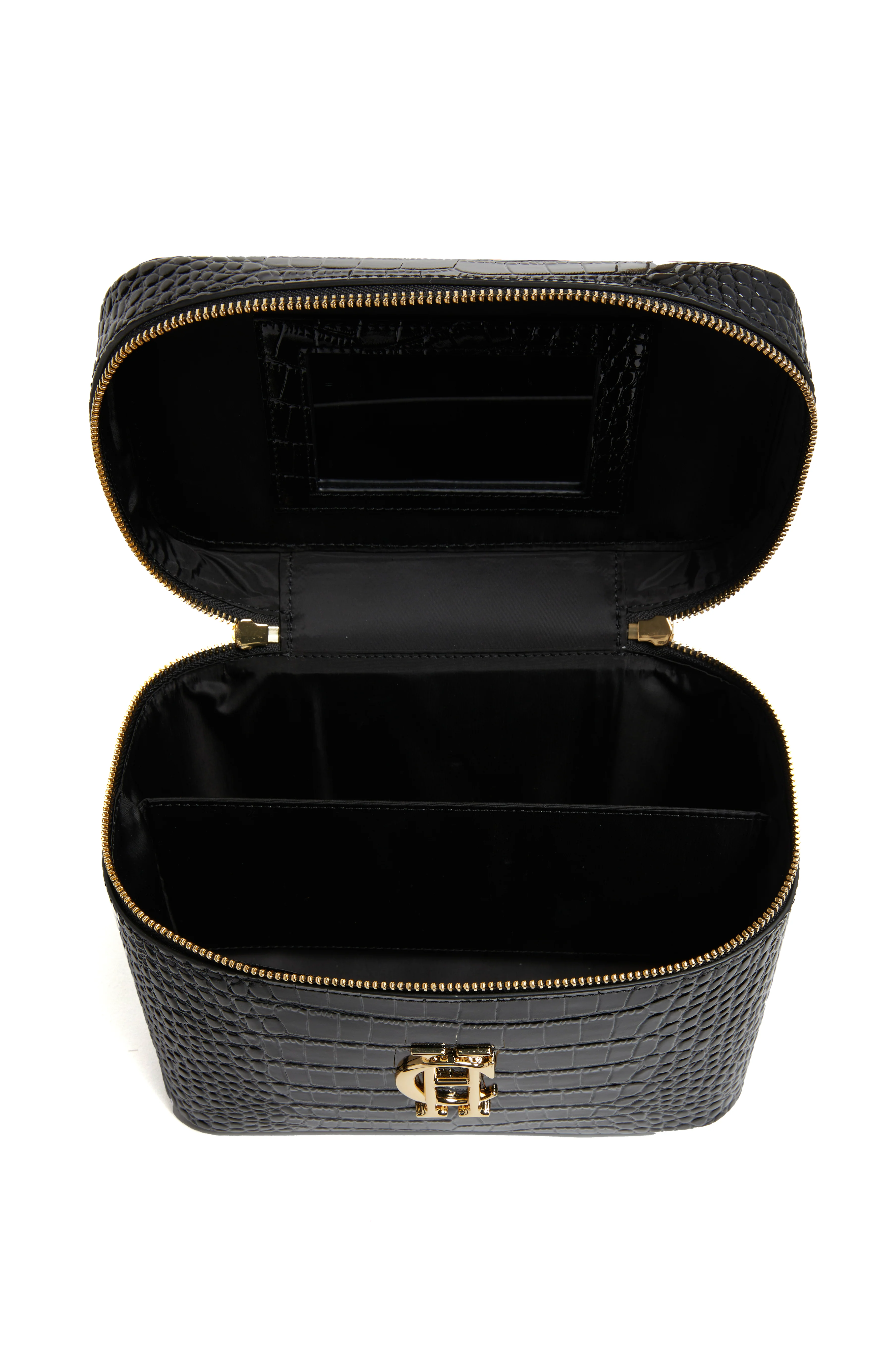 Travel Makeup Bag (Black Croc) - Image 5
